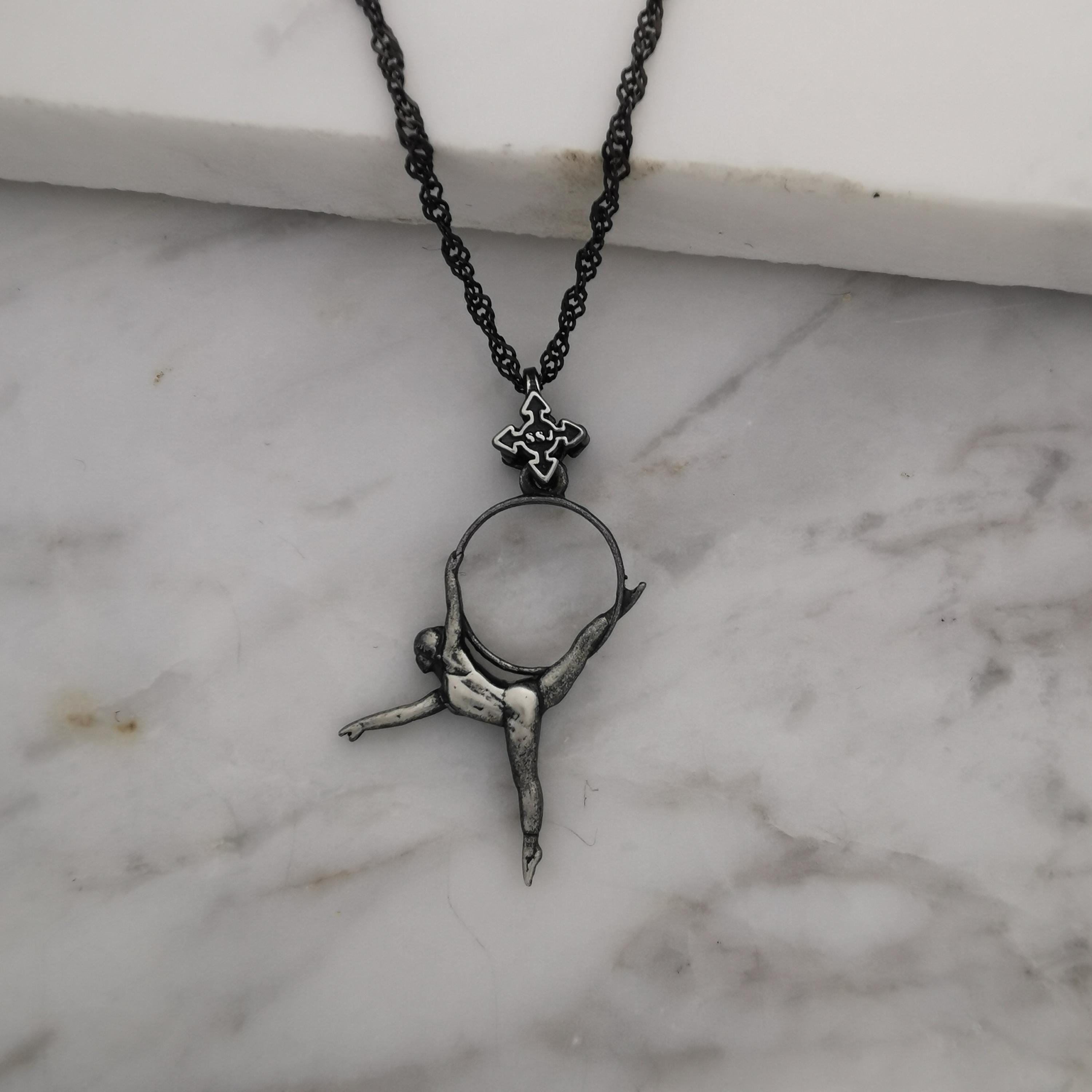 Aerial Hoop Jewelry Pendant for Women – Vintage Style 925 Silver Gift – Handcrafted Sport Charm for Performers & Aerialists – Necklace