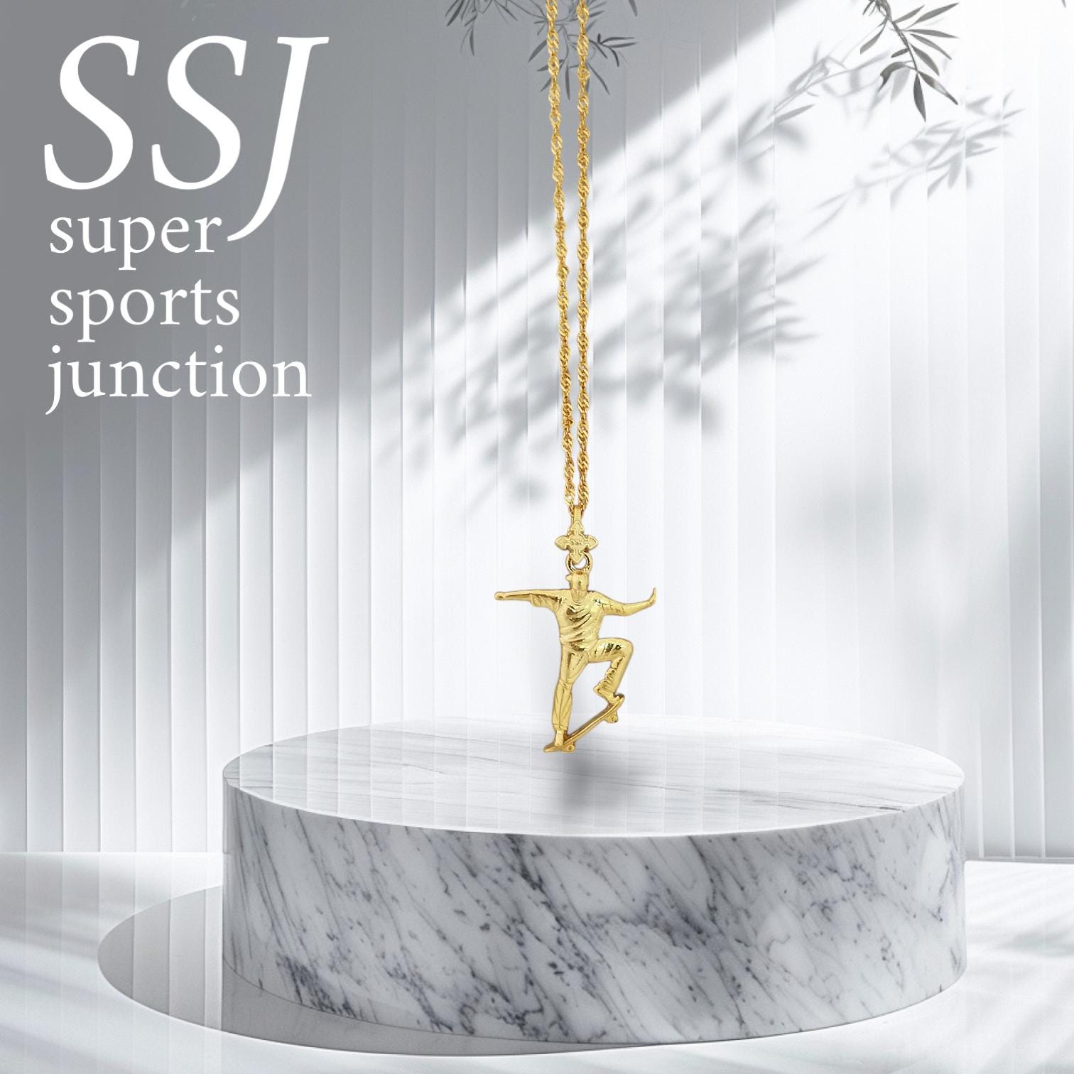 Skateboard Pendant for Men & Teen Boys – Gold-Plated 925 Silver Jewelry Gift – Urban Streetwear Charm for Skaters and Athletes – Necklace
