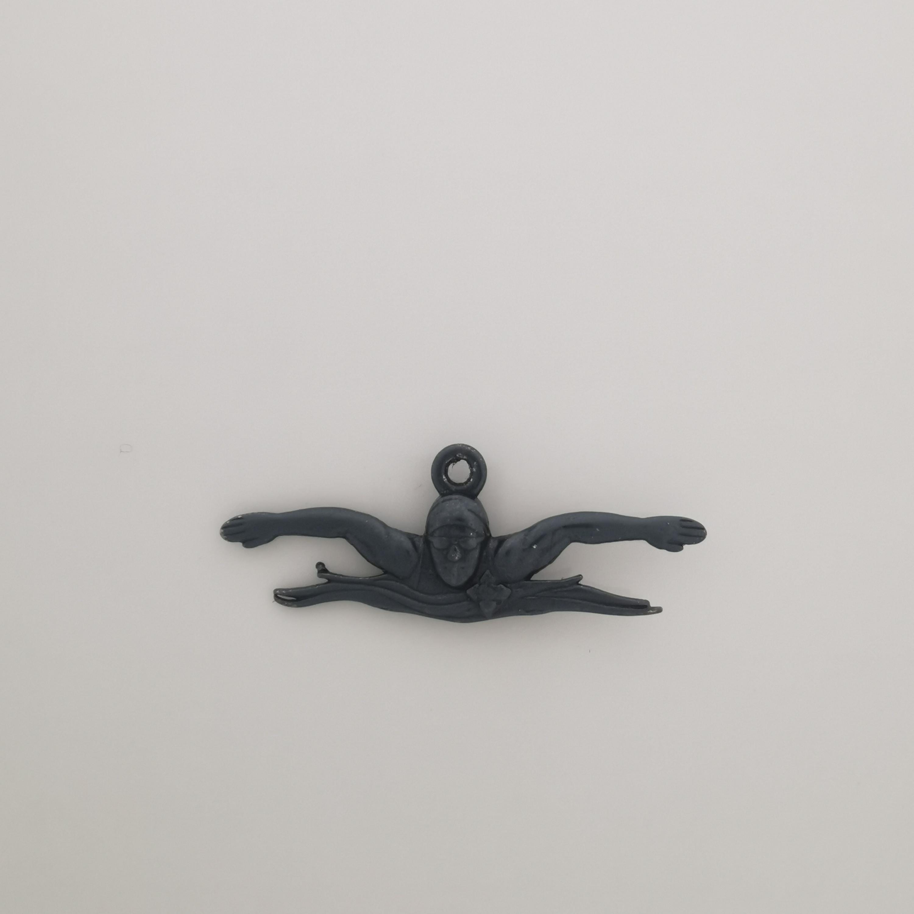 Swimming Jewelry Pendant for Men and Teen Boys – Oxidized Black 925 Silver Gift – Sports Accessory for Butterfly Swimmers – Necklace