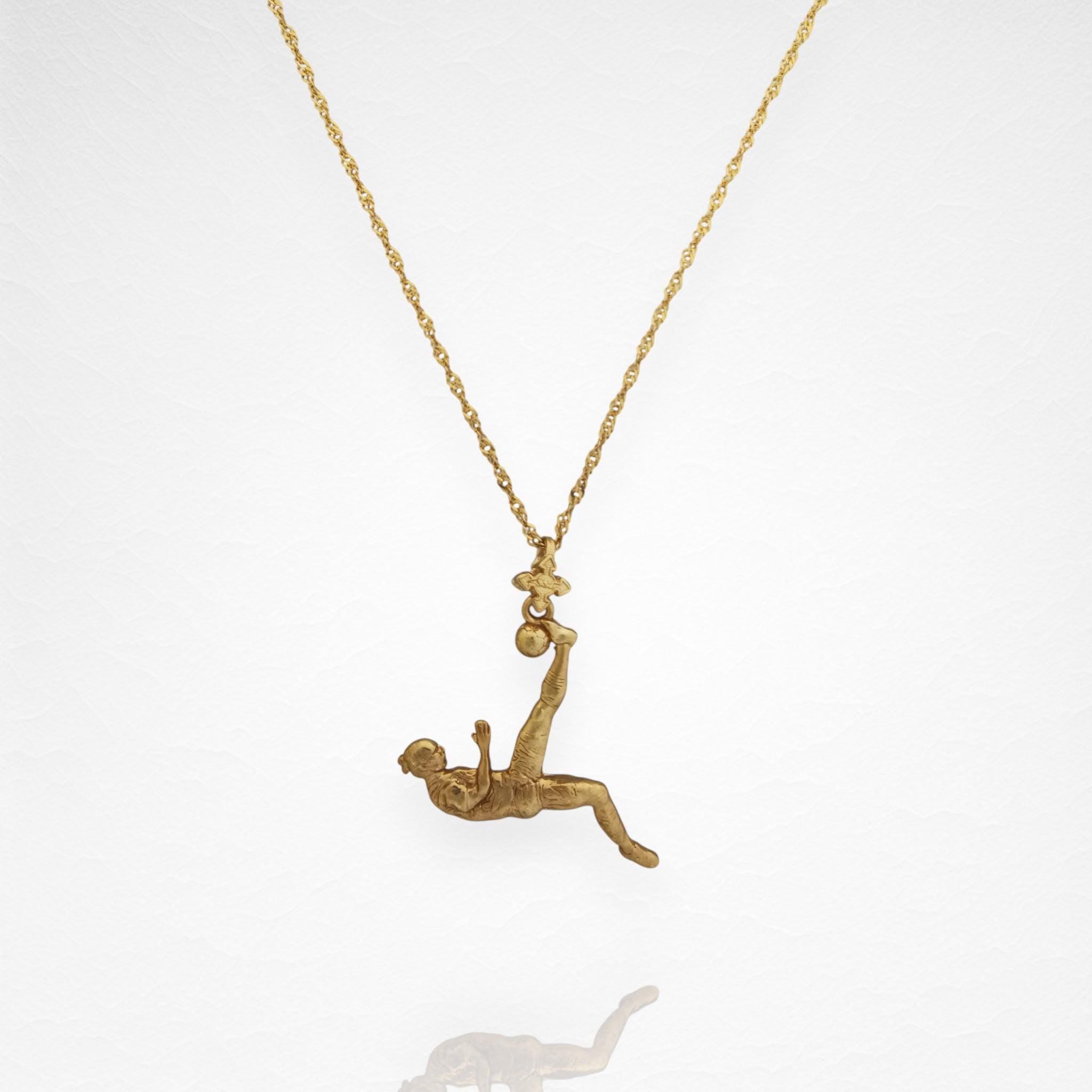 Football Pendant for Men – Gold-Plated 925 Silver Jewelry Gift – Handcrafted Sports Charm for Players & Fans – Necklace