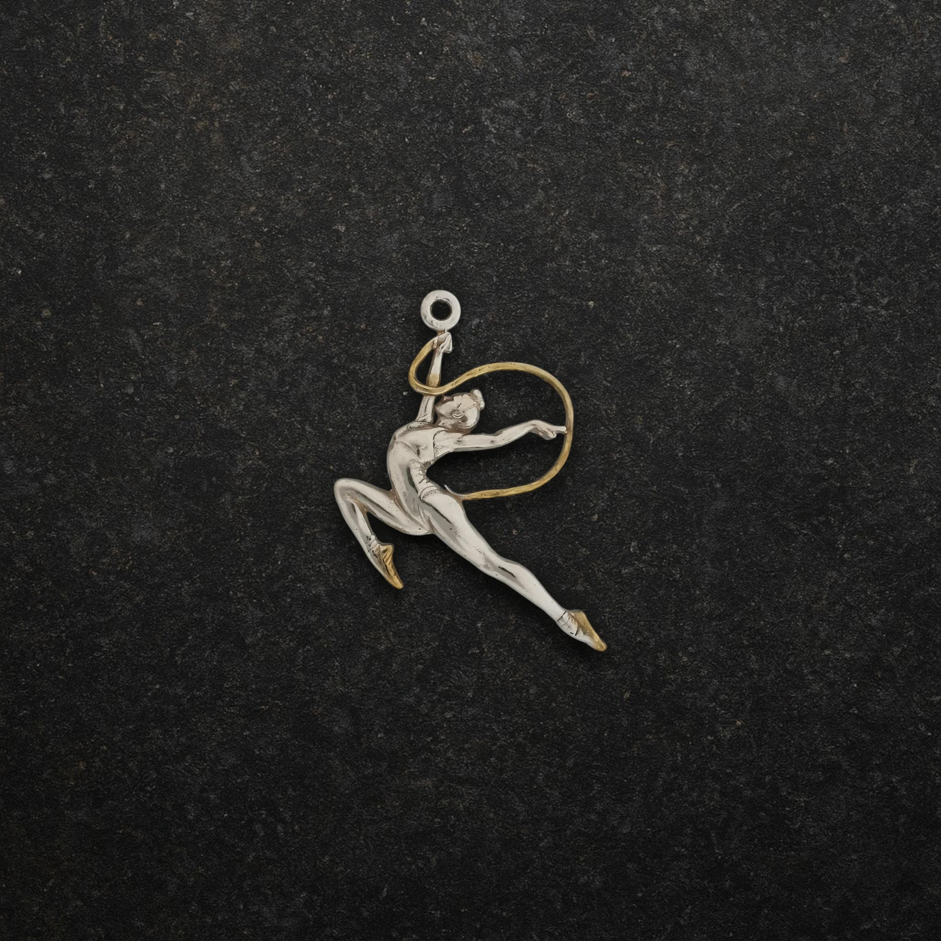 Rhythmic Gymnastics Jewelry Pendant for Girls – 925 Silver with Partial Gold Plating Gift – Sports Accessory for Artistic Movement Lovers – Necklace