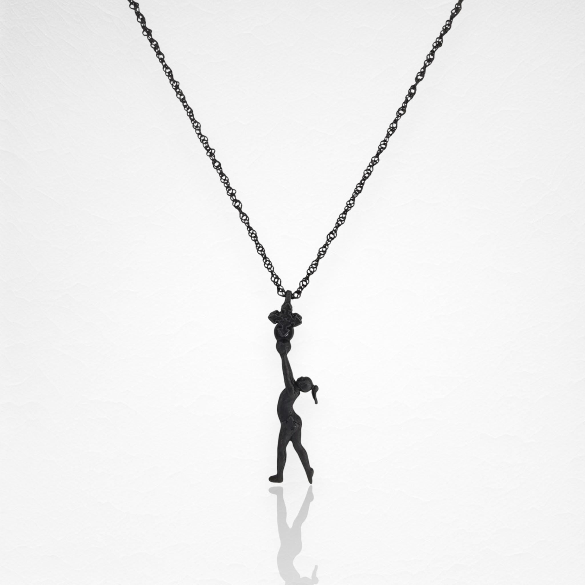 Rhythmic Gymnastics Jewelry Pendant for Women – Oxidized Black 925 Silver Gift – Ball Routine Charm for Dancers & Athletes – Necklace