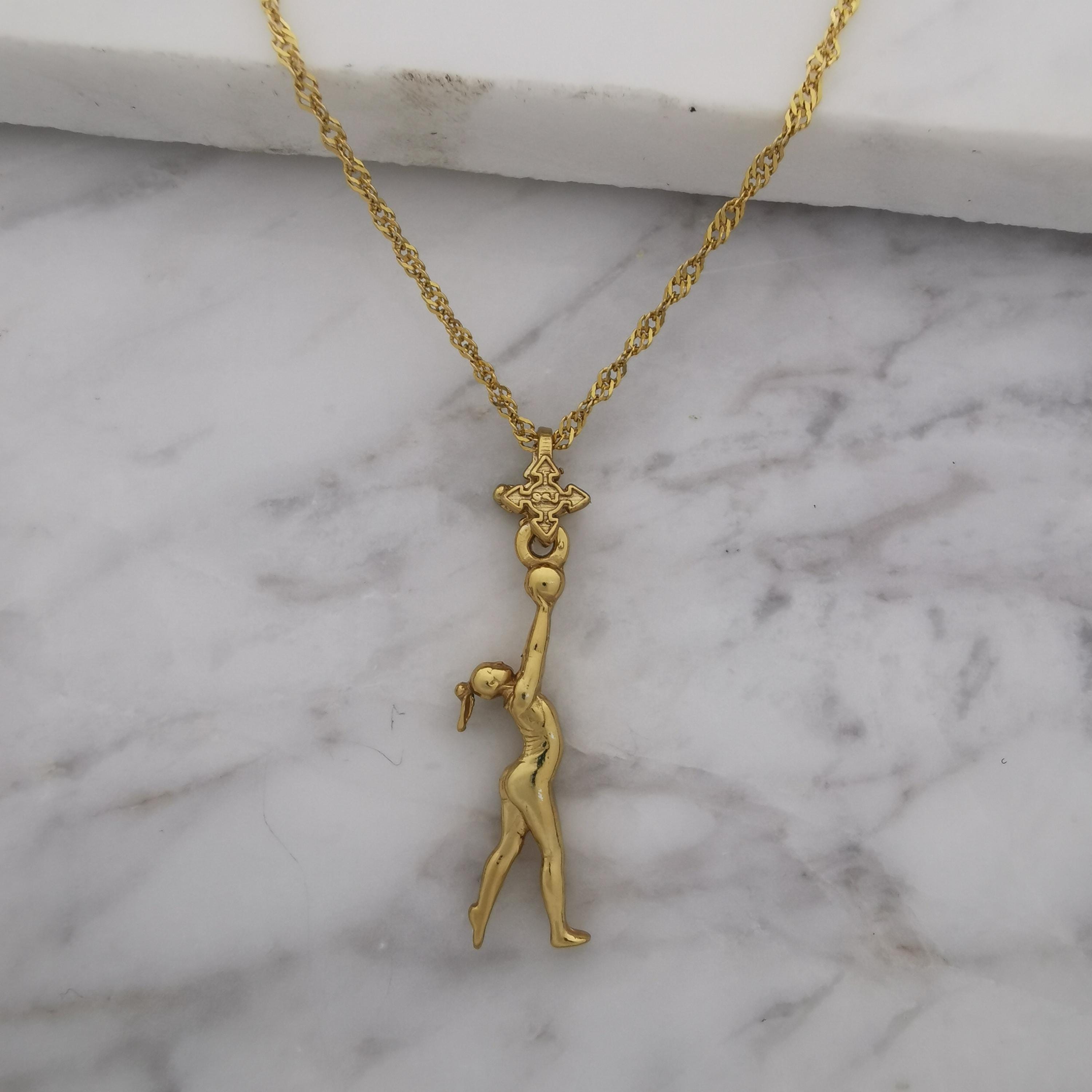 Rhythmic Gymnastics Jewelry Pendant for Women – Gold-Plated 925 Silver Gift – Ball Routine Sport Charm – Necklace