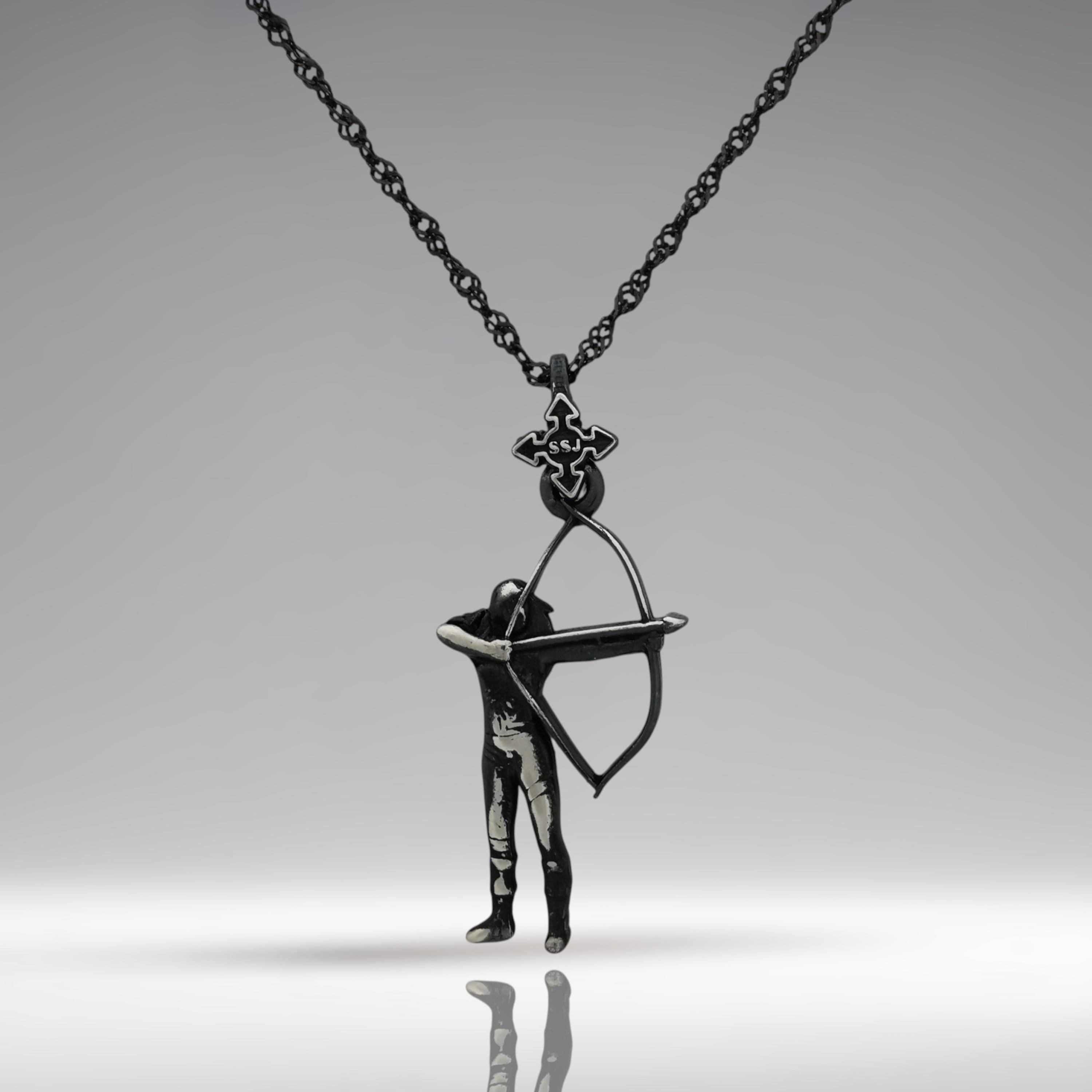 Vintage style archer necklace for women handcrafted from solid 925 sterling silver with an antiqued finish – a bold and symbolic pendant featuring a female archer in motion. Designed for women who value focus, tradition, and inner strength, this piece blends sport and timeless elegance.
The rugged contrast finish gives the pendant depth and character, celebrating resilience, precision, and the empowering energy of archery.