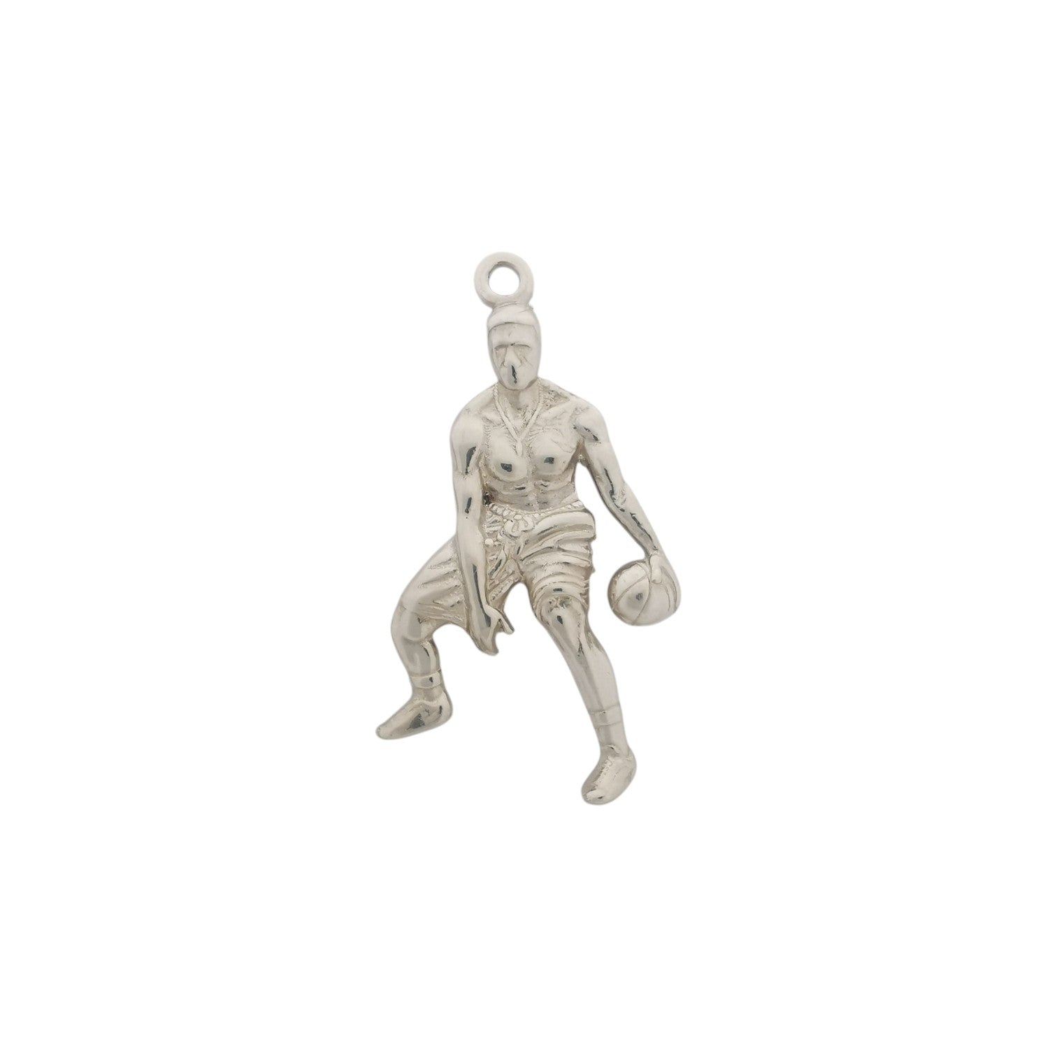 Basketball Jewelry Pendant for Men, Silver with Partial Gold Plating 925 Gift, Two-Tone Sports Accessory for Players and Collectors Necklace