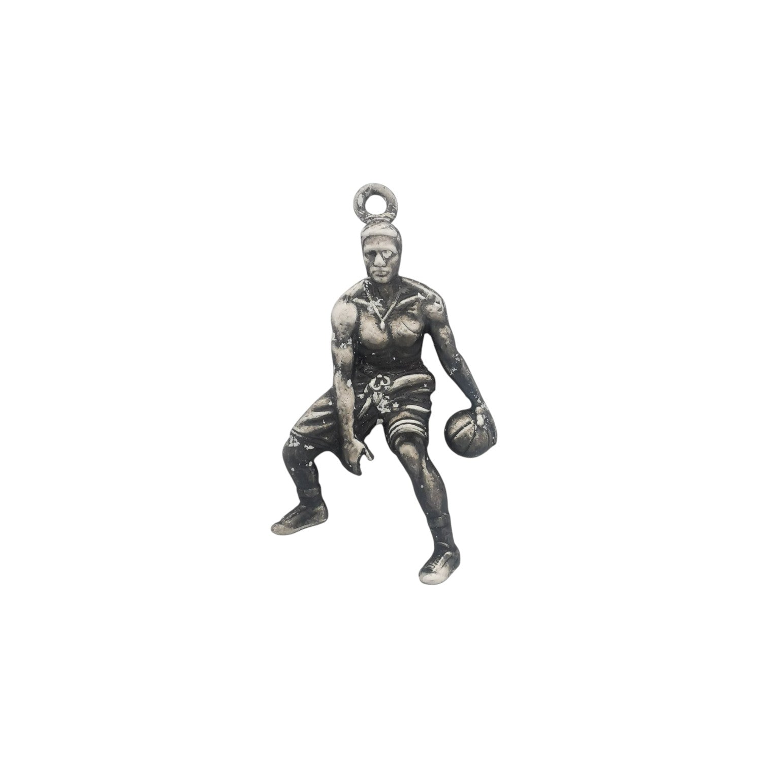 Basketball Jewelry Pendant for Men, Silver with Partial Gold Plating 925 Gift, Two-Tone Sports Accessory for Players and Collectors Necklace