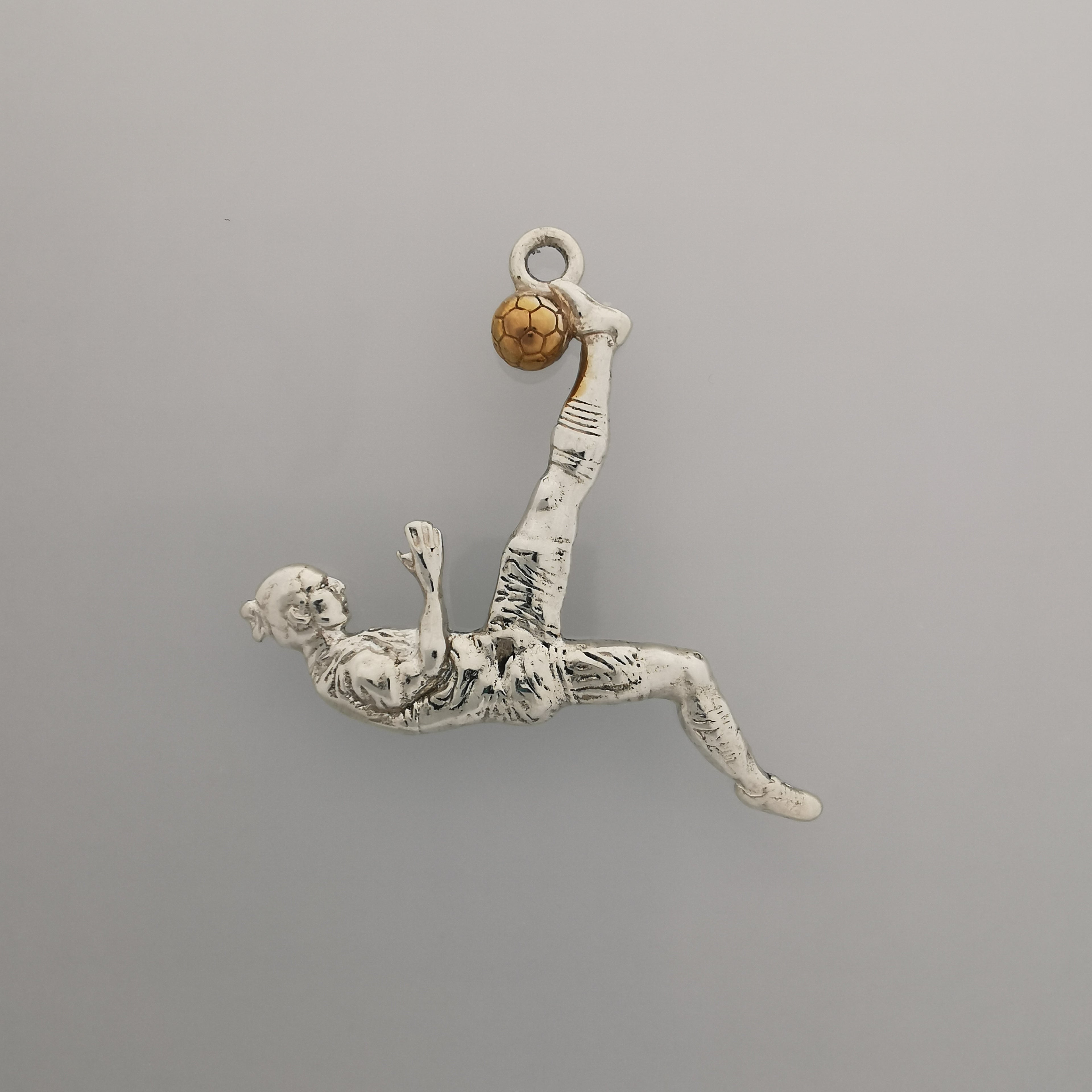 Football (Soccer) Jewelry Pendant for Men – 925 Silver with Partial Gold Plating – Handcrafted Sports Charm for Players – Necklace