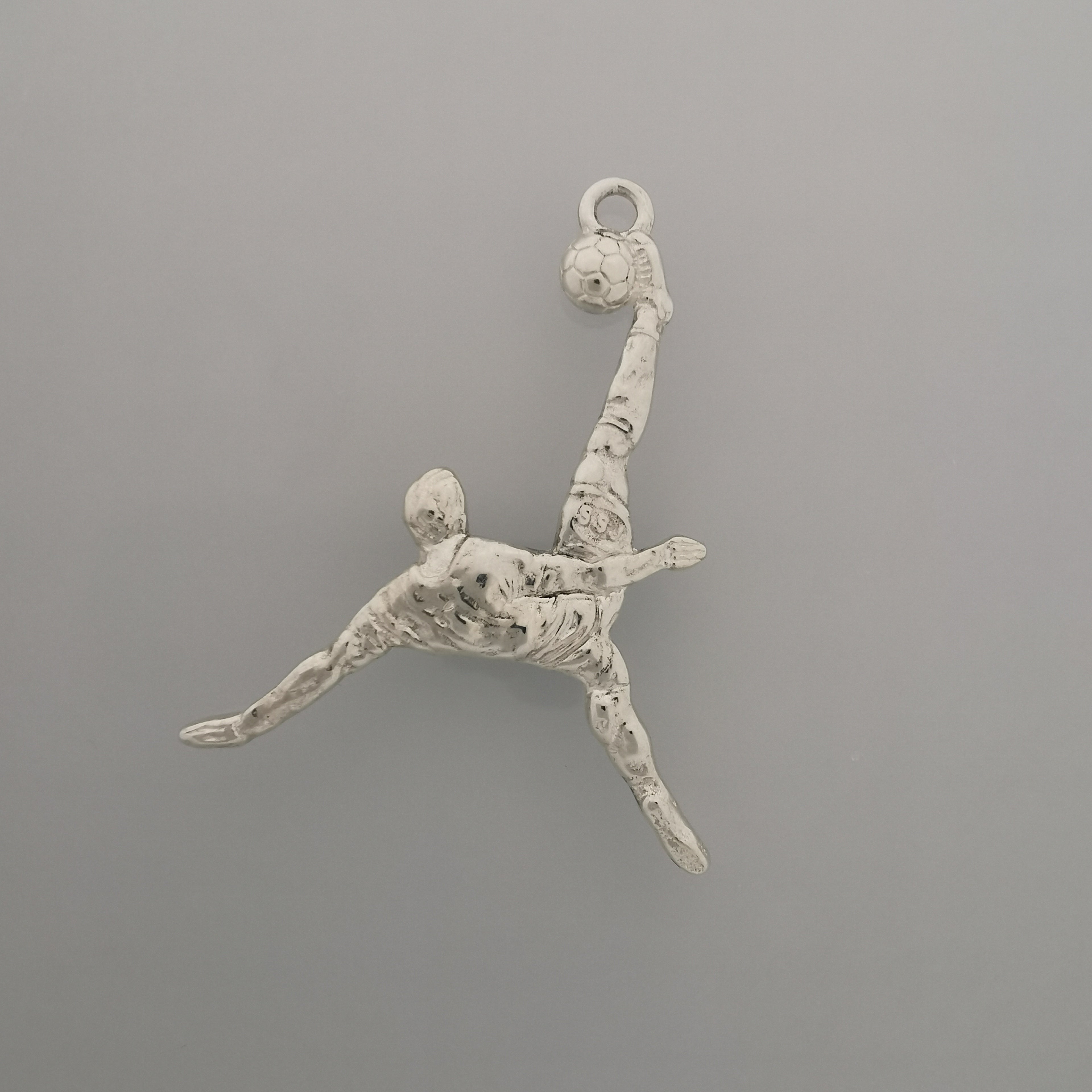 Football (Soccer) Jewelry Pendant for Men – 925 Silver with Partial Gold Plating – Bicycle Kick Sport Charm – Necklace