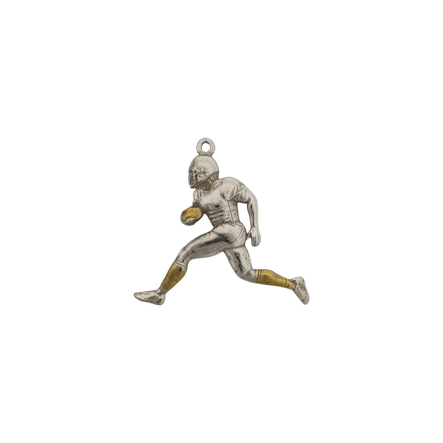 American Football Jewelry Pendant for Men – Silver with Partial Gold Plating 925 Gift Elegant Two-Tone Sports Accessory for Players Necklace