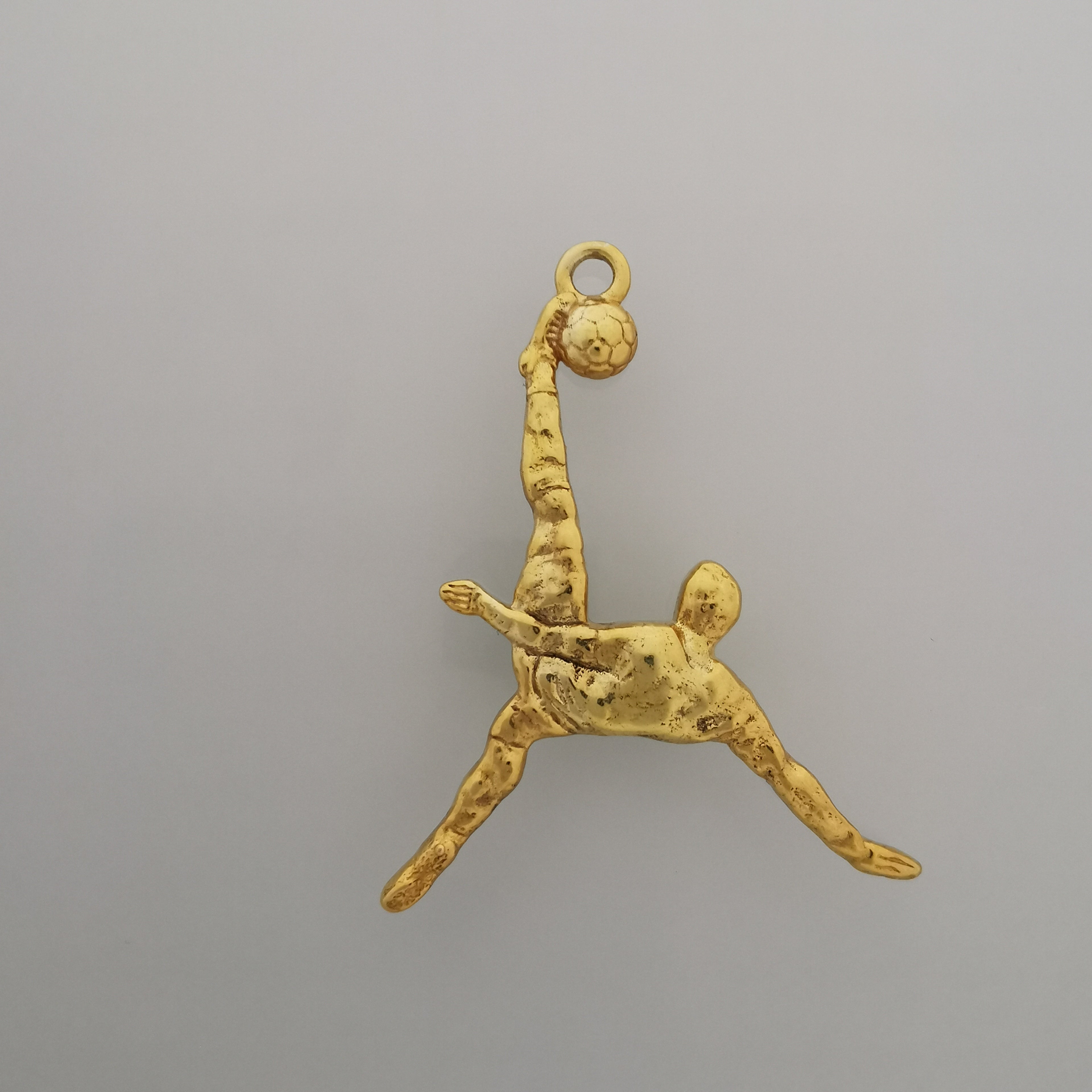 Football (Soccer) Jewelry Pendant for Men – 925 Silver with Partial Gold Plating – Bicycle Kick Sport Charm – Necklace