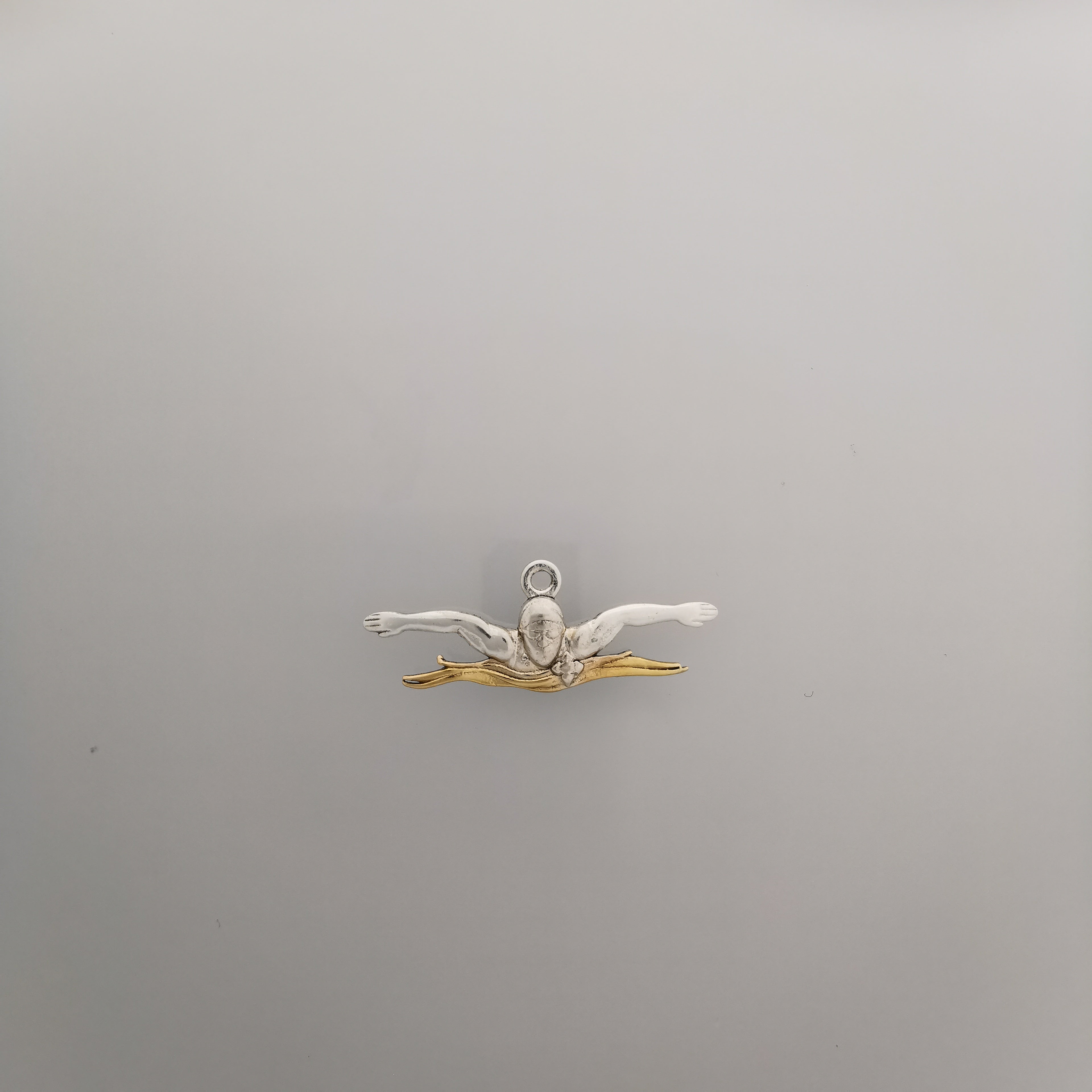 Swimming Jewelry Pendant for Men and Teen Boys – Two-Tone 925 Silver with Gold Detail Gift, Sports Accessory for Butterfly Swimmers Necklace