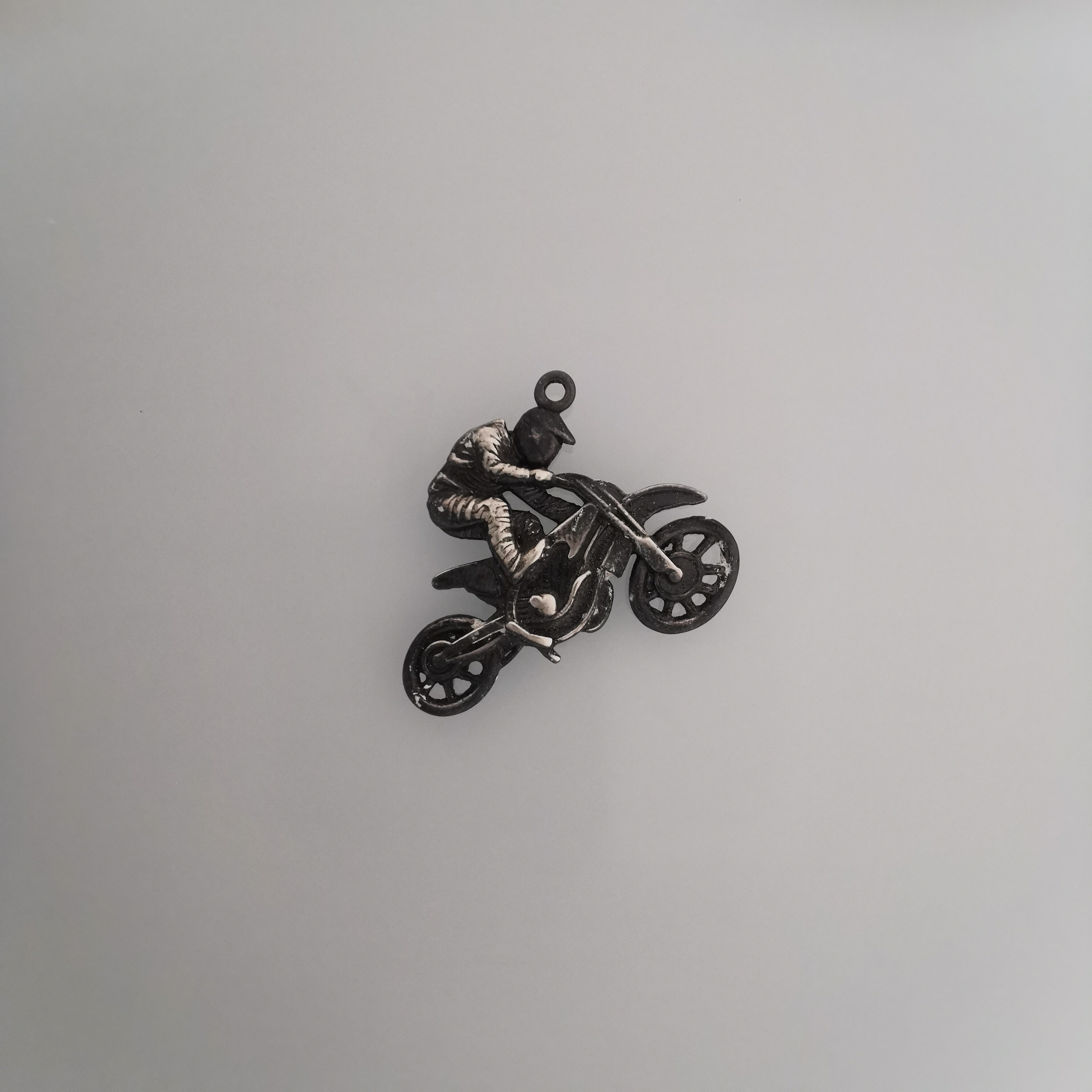 Motocross Pendant for Men – Oxidized 925 Silver Necklace Charm – Gift for Riders, Fans or Teen Boys