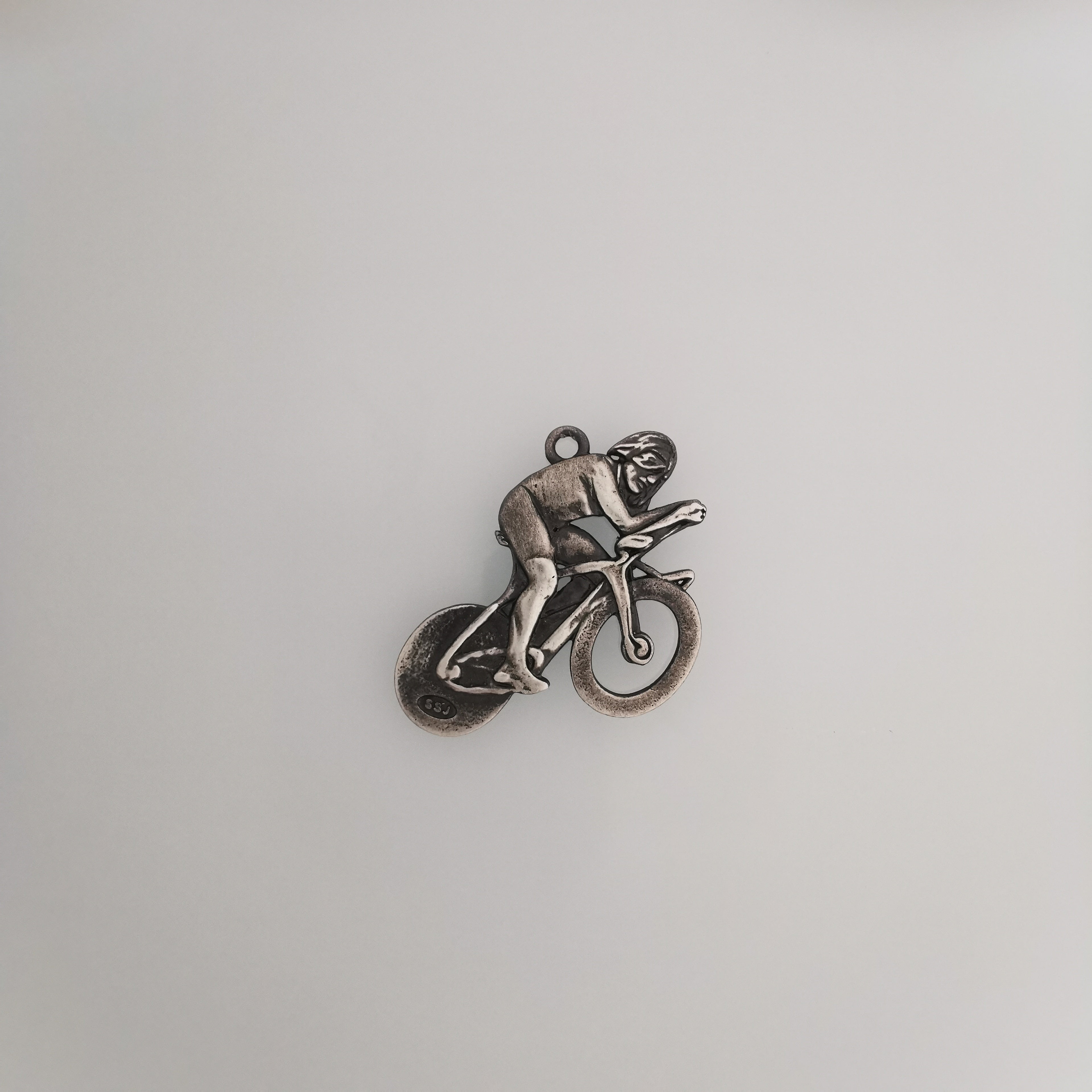 Cycling Jewelry Pendant for Men – Silver with Partial Gold Plating 925 Gift – Sports Accessory for Road Racers and Cyclists – Necklace