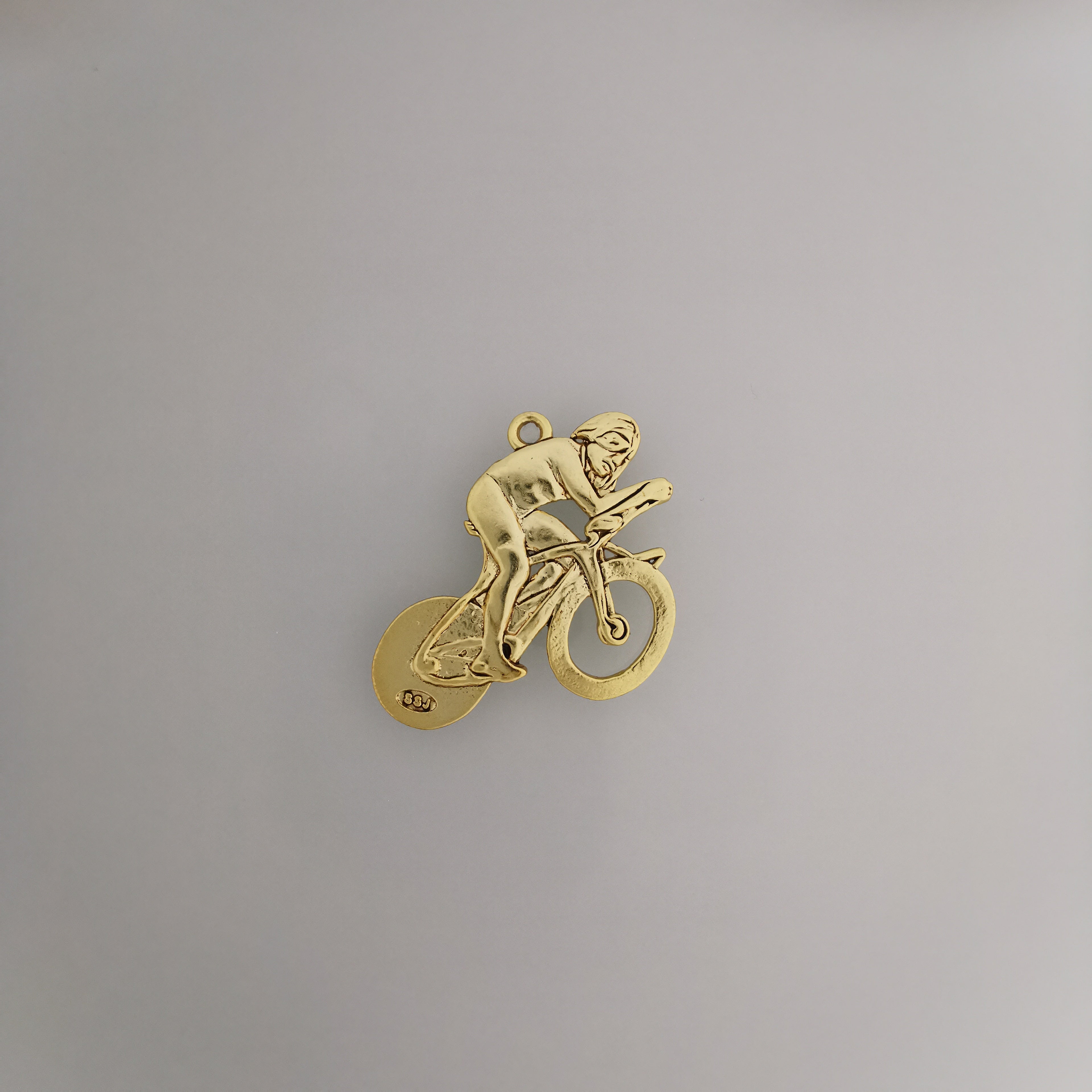 Cycling Jewelry Pendant for Men – Silver with Partial Gold Plating 925 Gift – Sports Accessory for Road Racers and Cyclists – Necklace