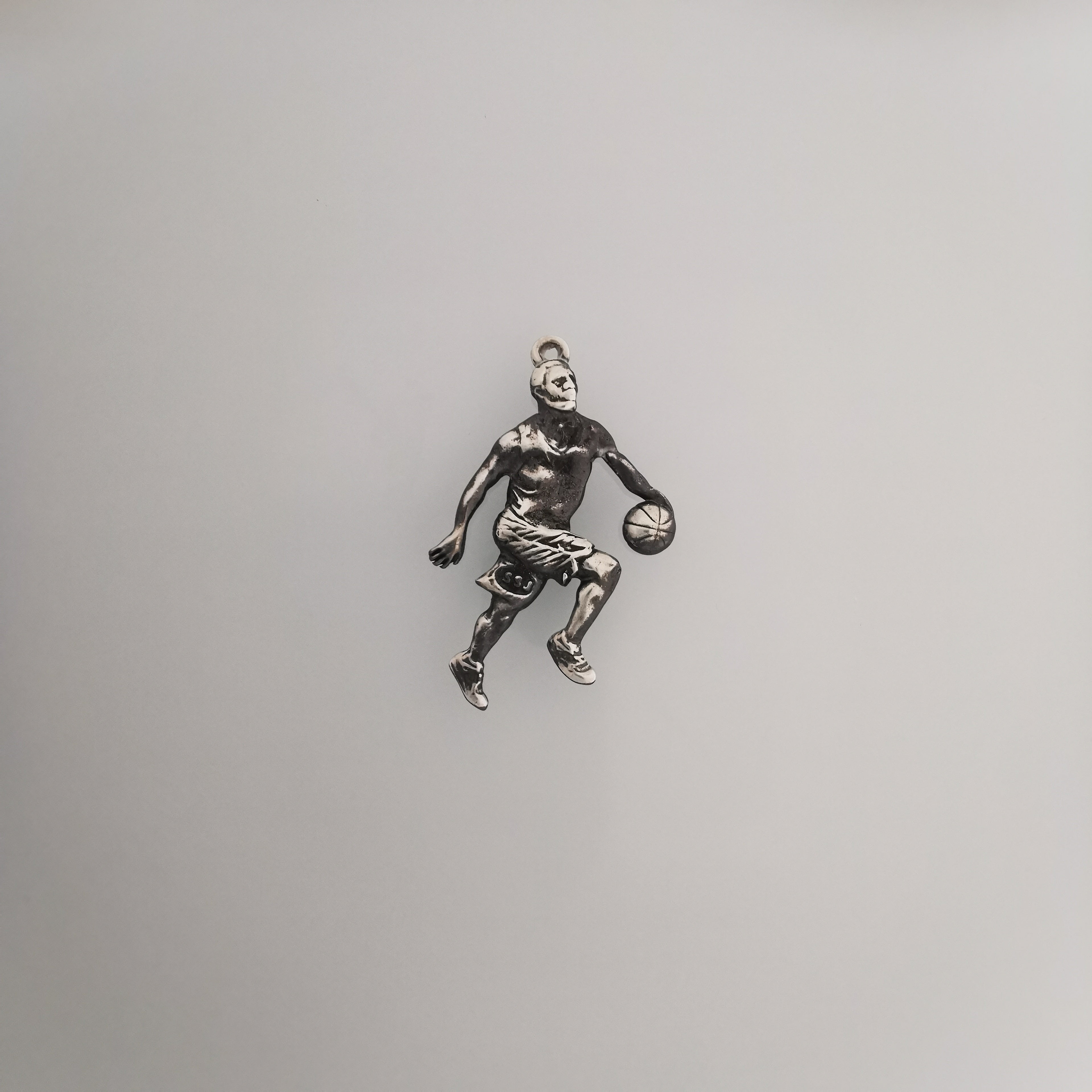 Basketball Jewelry Pendant for Men – Silver with Partial Gold Plating 925 Gift Two-Tone Sports Accessory for Players and Collectors Necklace