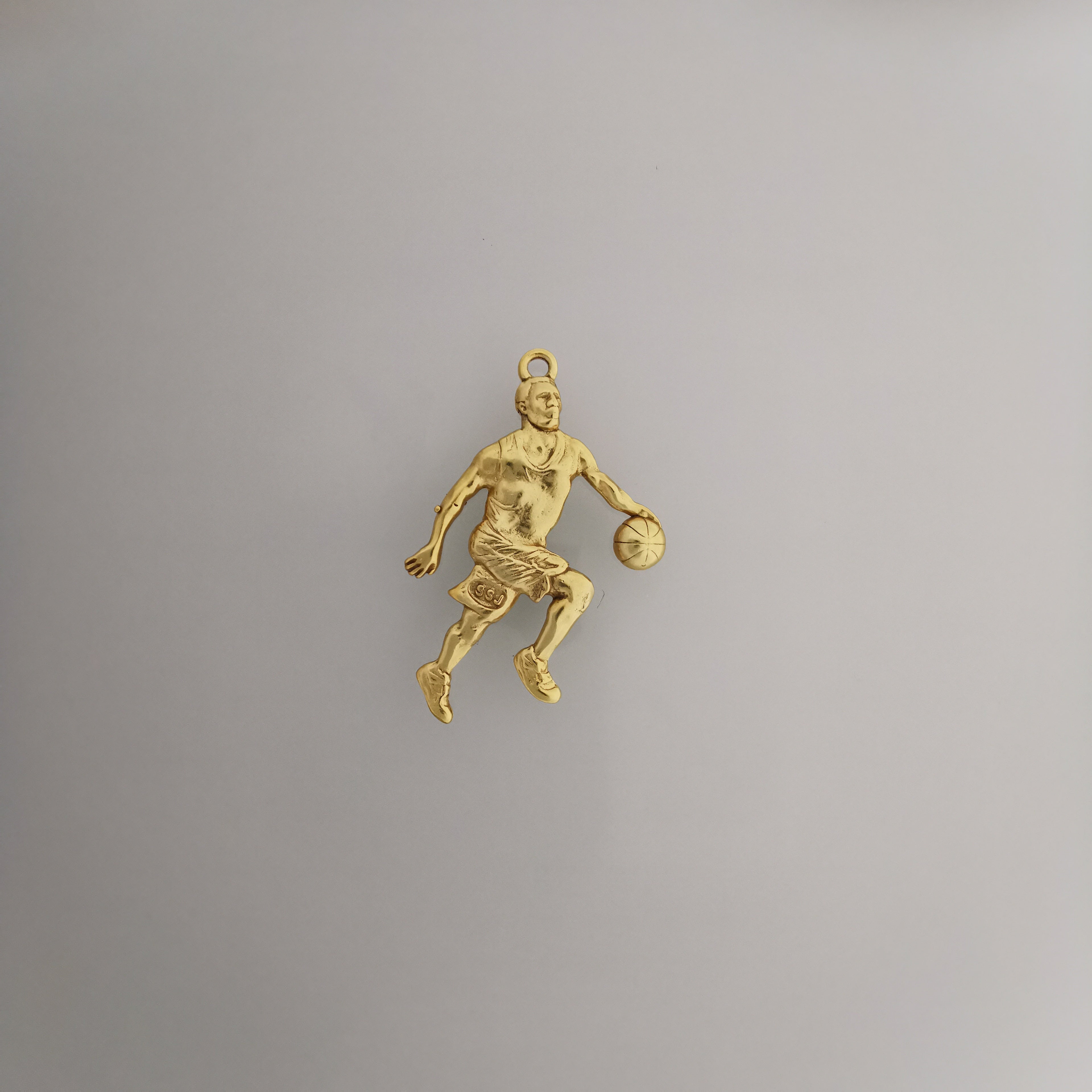 Basketball Jewelry Pendant for Men – Silver with Partial Gold Plating 925 Gift Two-Tone Sports Accessory for Players and Collectors Necklace