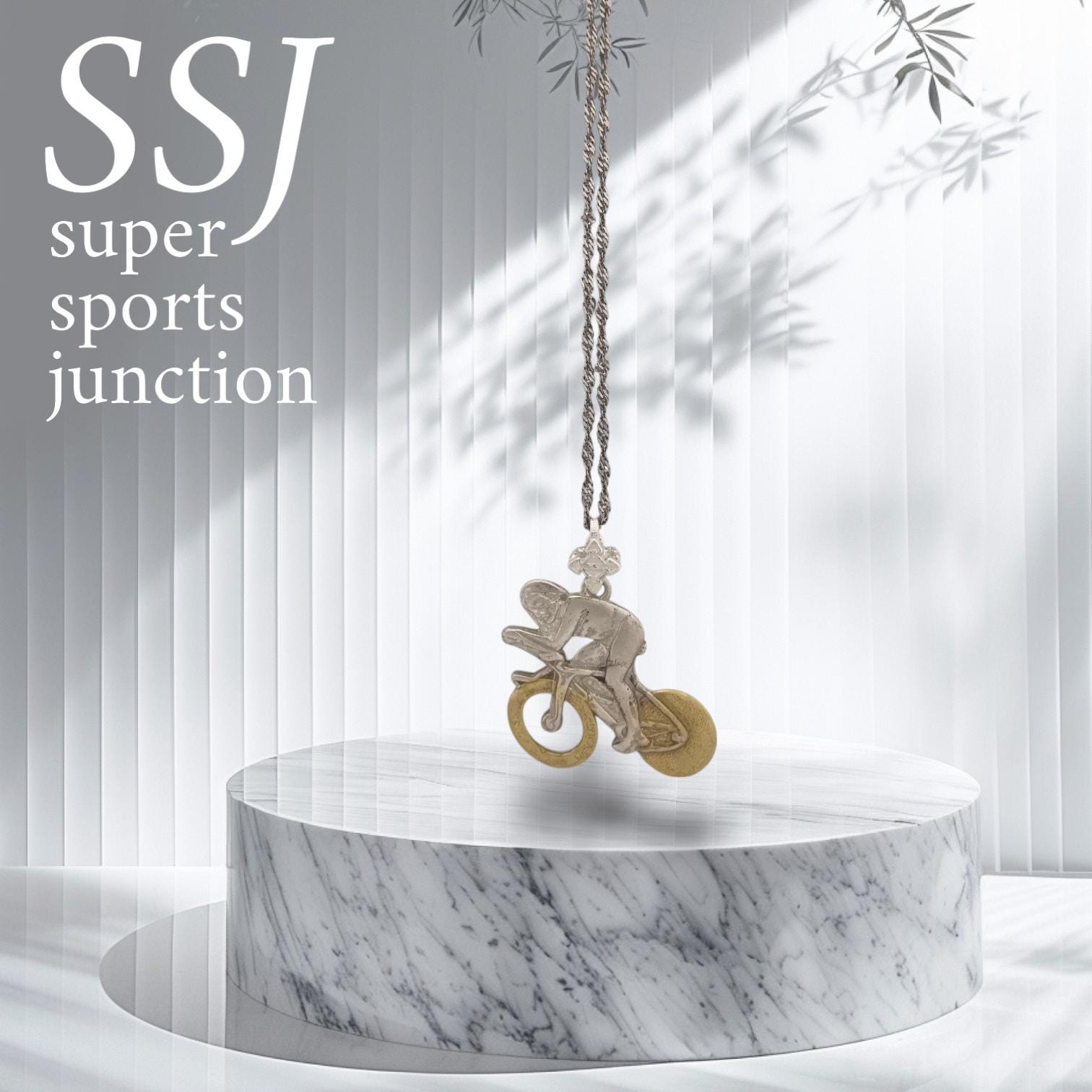 Cycling Jewelry Pendant for Men – Silver with Partial Gold Plating 925 Gift – Sports Accessory for Road Racers and Cyclists – Necklace