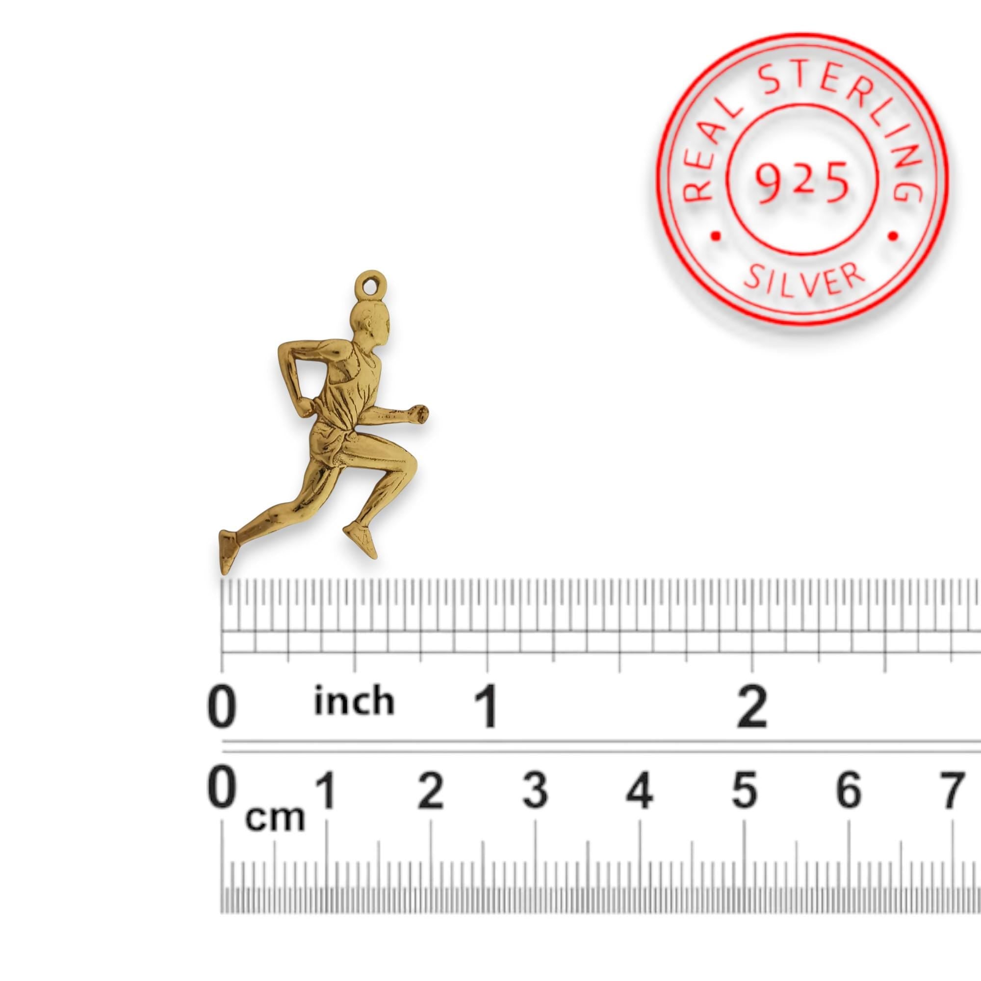 Running Jewelry Pendant for Men – Gold-Plated 925 Silver Gift – Handcrafted Charm for Joggers & Track Athletes – Sports Necklace