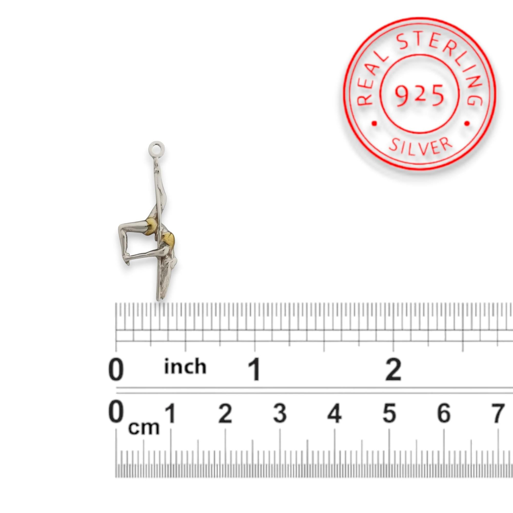 Pole Dance Jewelry – Two-Tone 925 Silver Pendant with Gold Accent – Sensual & Elegant Gift for Women