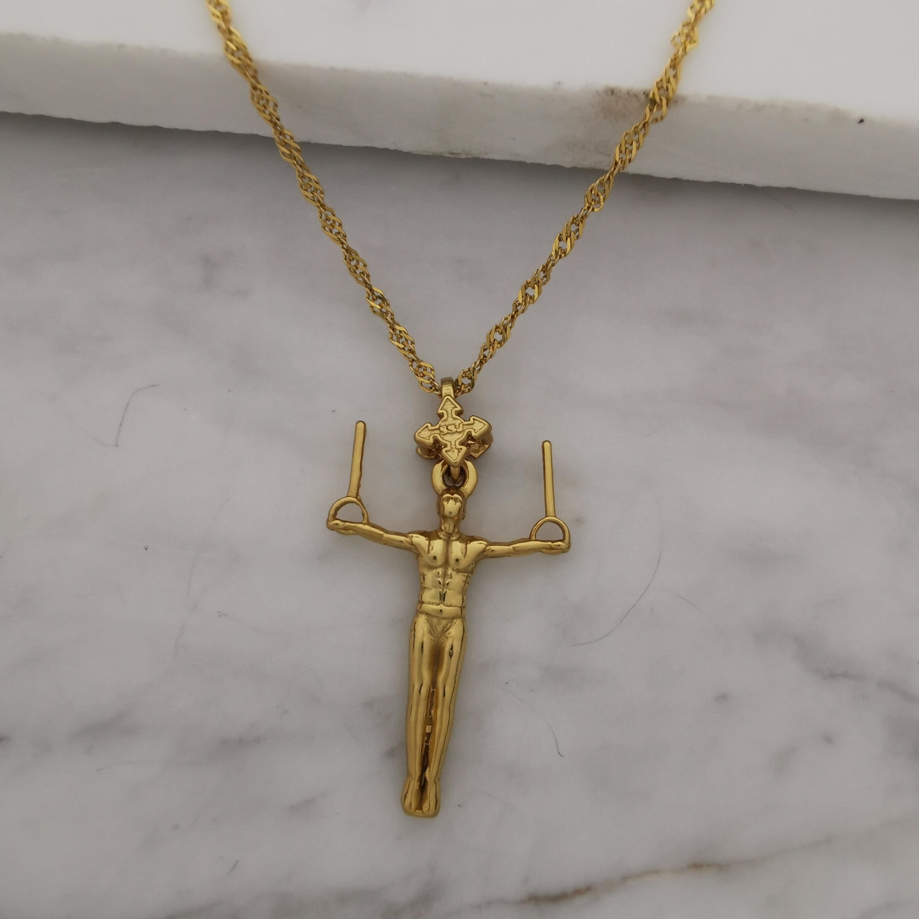 Gift for Gymnast – Gold-Plated Artistic Gymnastics Pendant for Men – 925 Silver Sport Charm for Strength and Balance – Necklace