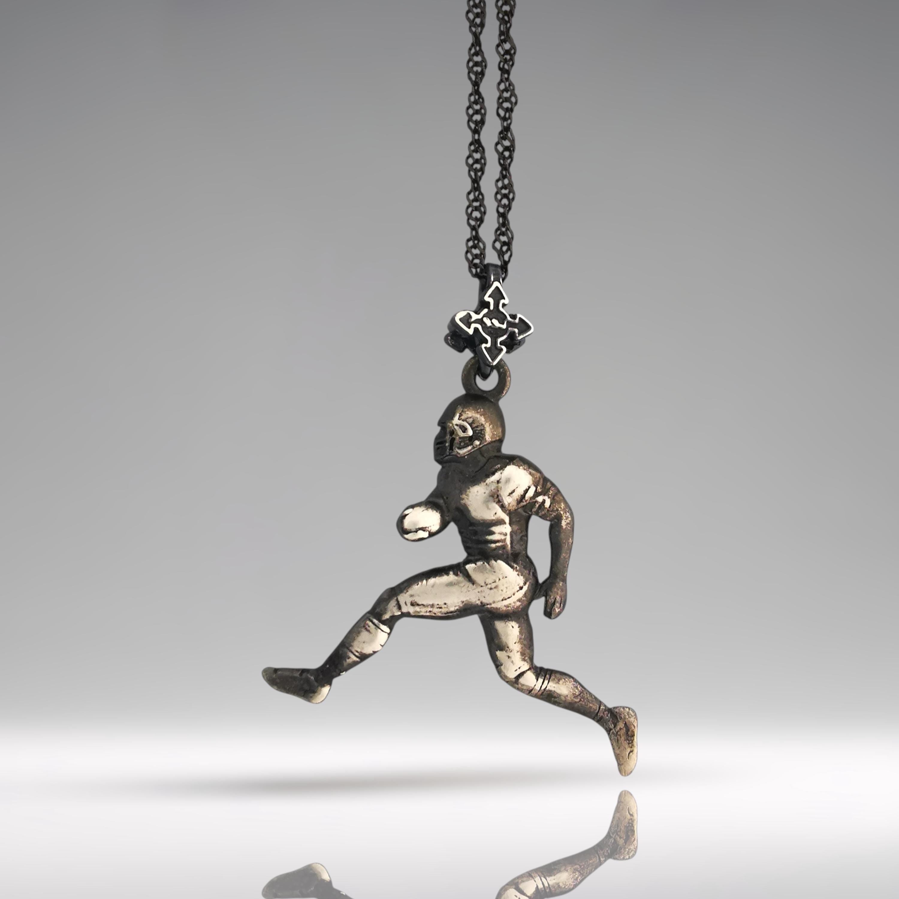 American Football Jewelry Pendant for Men – Vintage Style 925 Silver Gift Handcrafted Classic Sports Accessory for Players and Fans Necklace