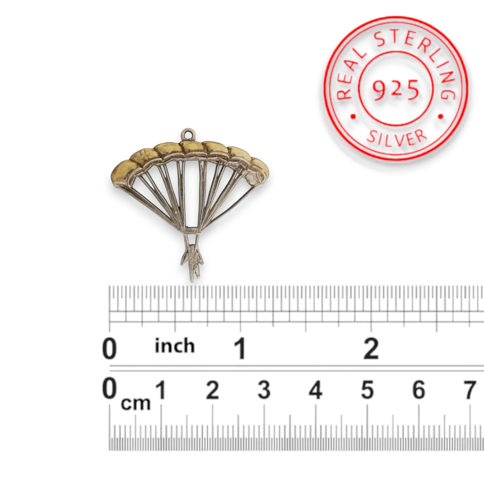 Skydiving Jewelry Pendant for Men and Women – 925 Silver with Partial Gold Plating Gift – Handcrafted Sports Charm – Necklace