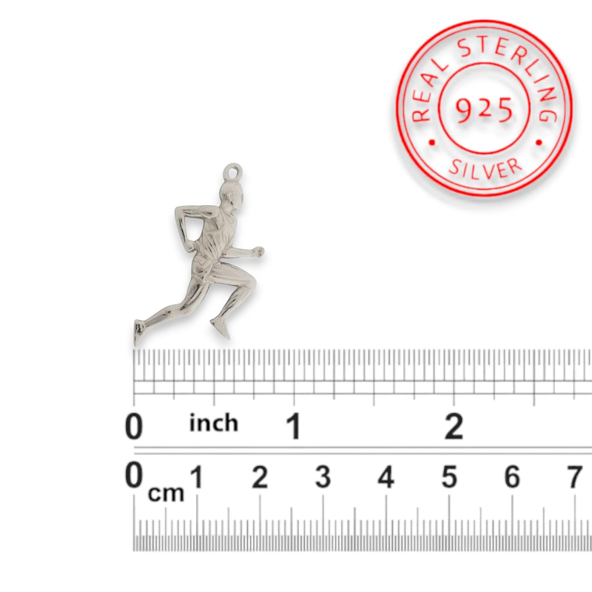 Running Jewelry Pendant for Men – Classic Silver 925 Sports Gift – Handcrafted Charm for Joggers, Track Athletes & Runners – Necklace