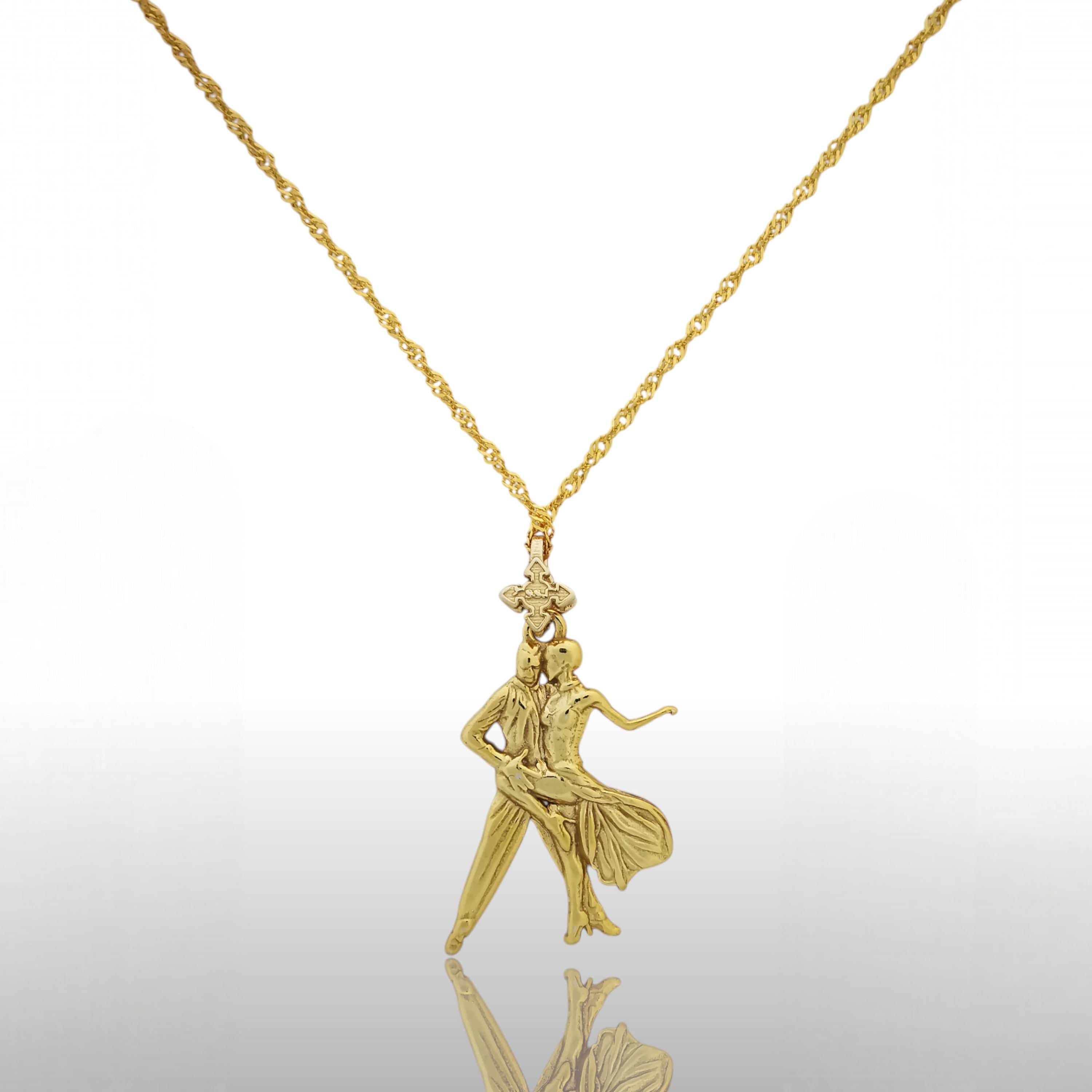 Tango Jewelry Pendant for Women, Gold Plated 925 Silver Pendant, Latin Dance Jewelry, Romantic Gift for Her, Couple Necklace, Elegant Design