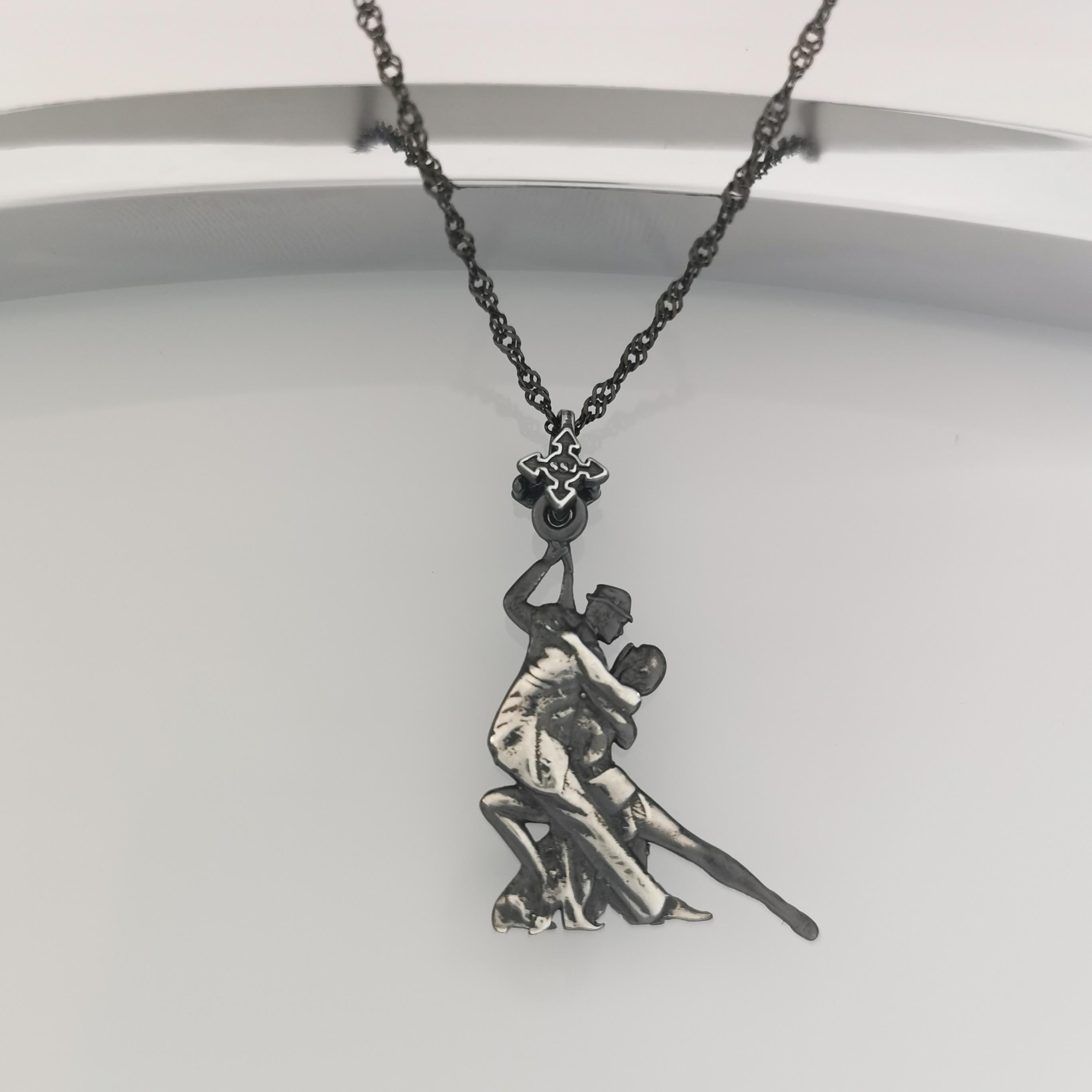 Dance Jewelry Pendant for Women – Vintage Style 925 Silver Gift – Tango Salsa Charm for Dancers, Couples & Performers – Necklace