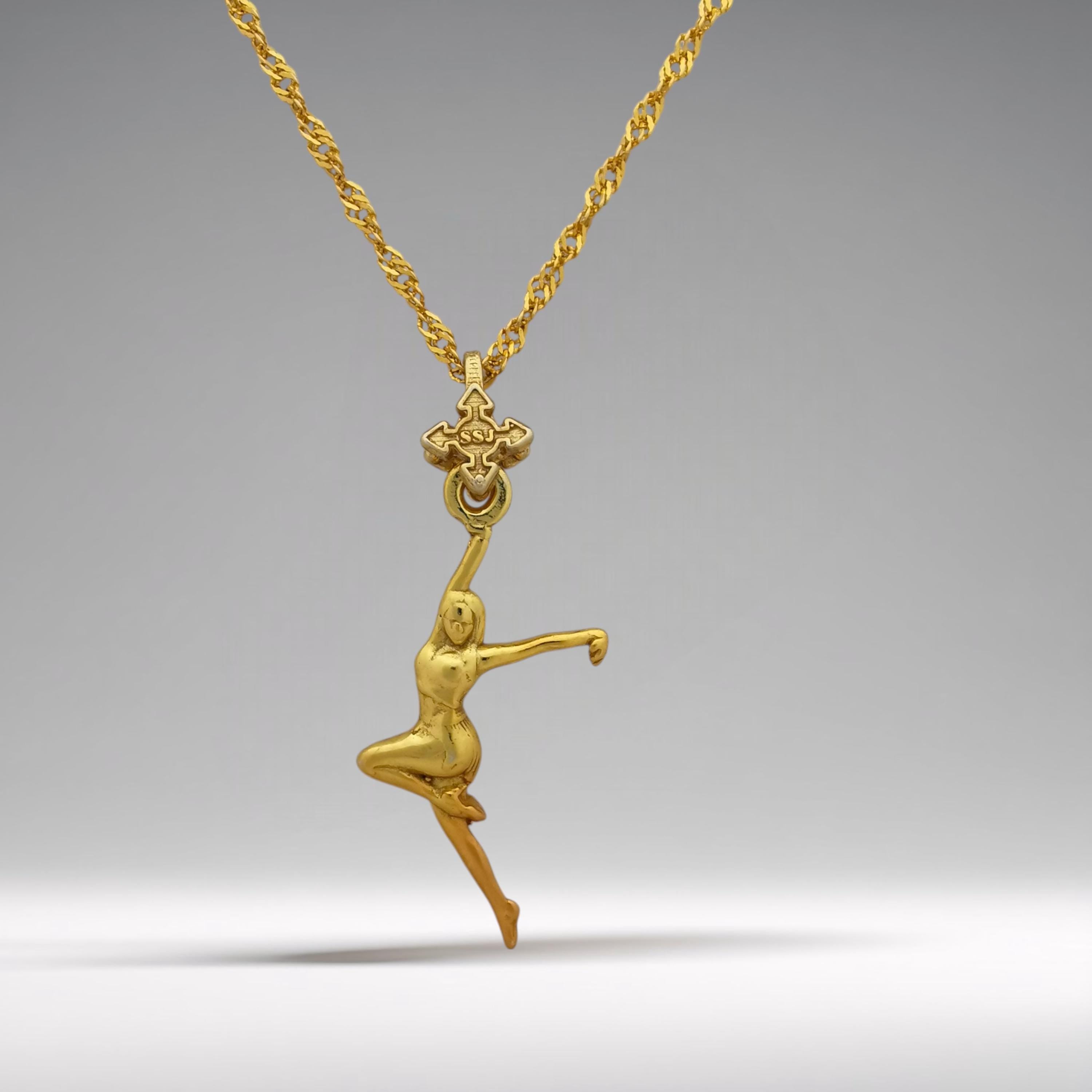 Latin Dance Jewelry Pendant for Women – Gold-Plated 925 Silver Gift – Handcrafted Sports Accessory for Dancers – Necklace