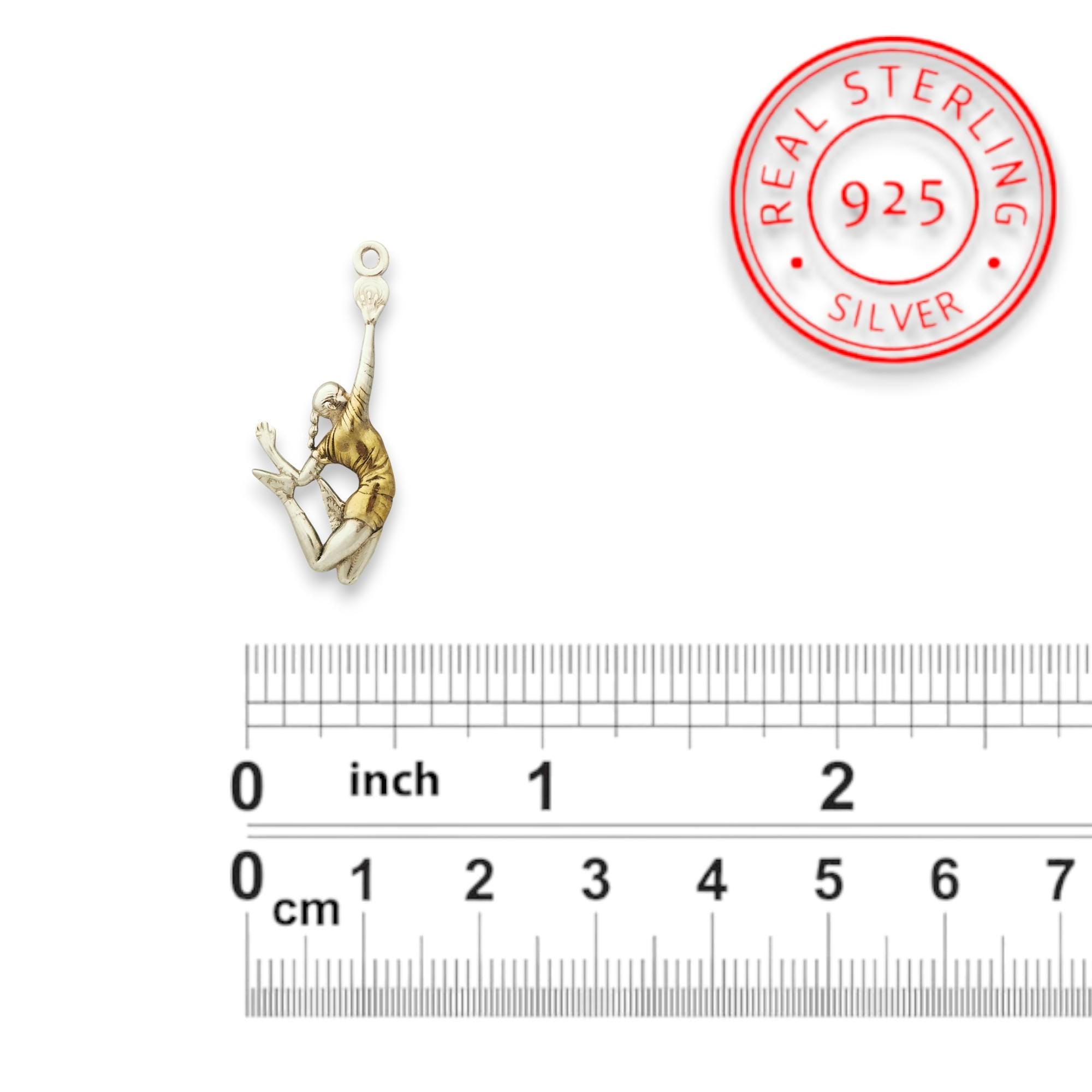 Volleyball Jewelry Pendant for Women – Silver with Gold Detail 925 Gift – Elegant Sports Accessory for Girls and Players – Necklace