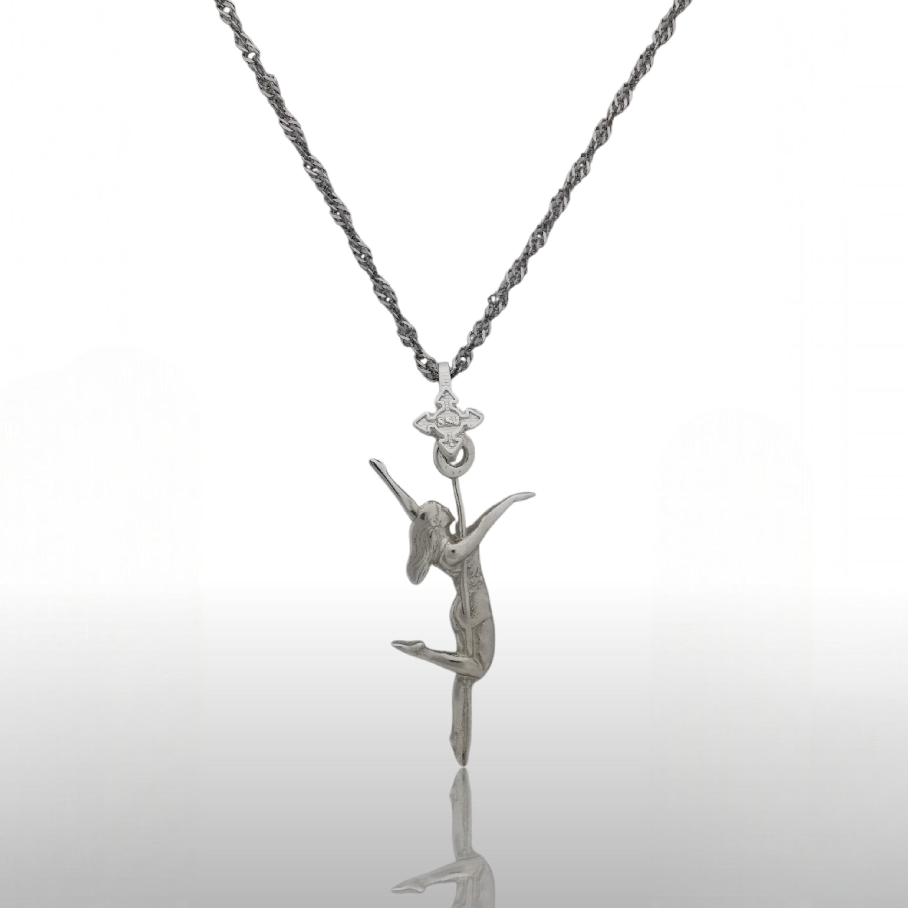 Pole Dance Jewelry for Women – Classic 925 Sterling Silver Pendant – Feminine Necklace Gift for Dancer or Performer