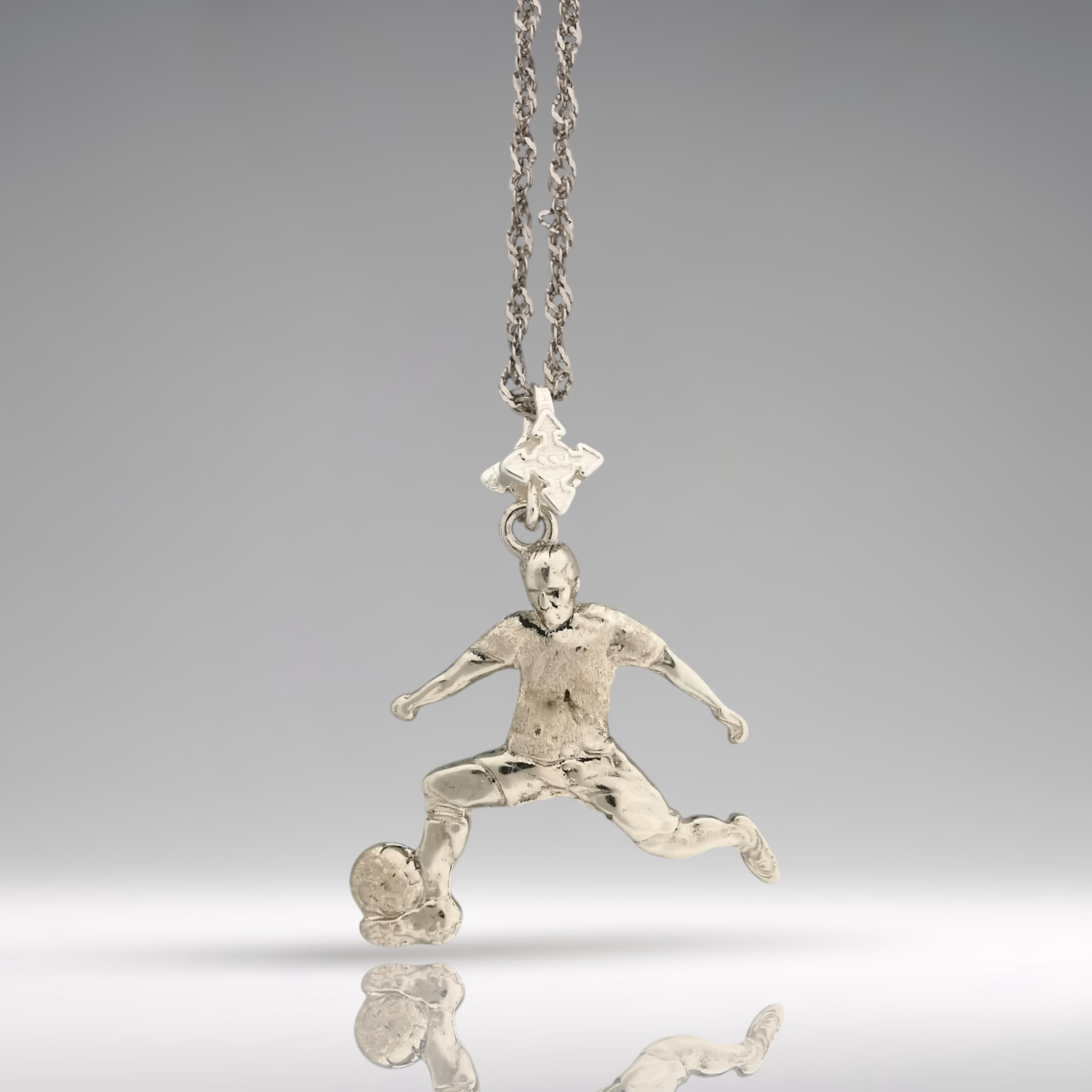 Football (Soccer) Jewelry Pendant for Men – Classic Silver 925 Gift – Handcrafted Sport Charm for Players – Necklace