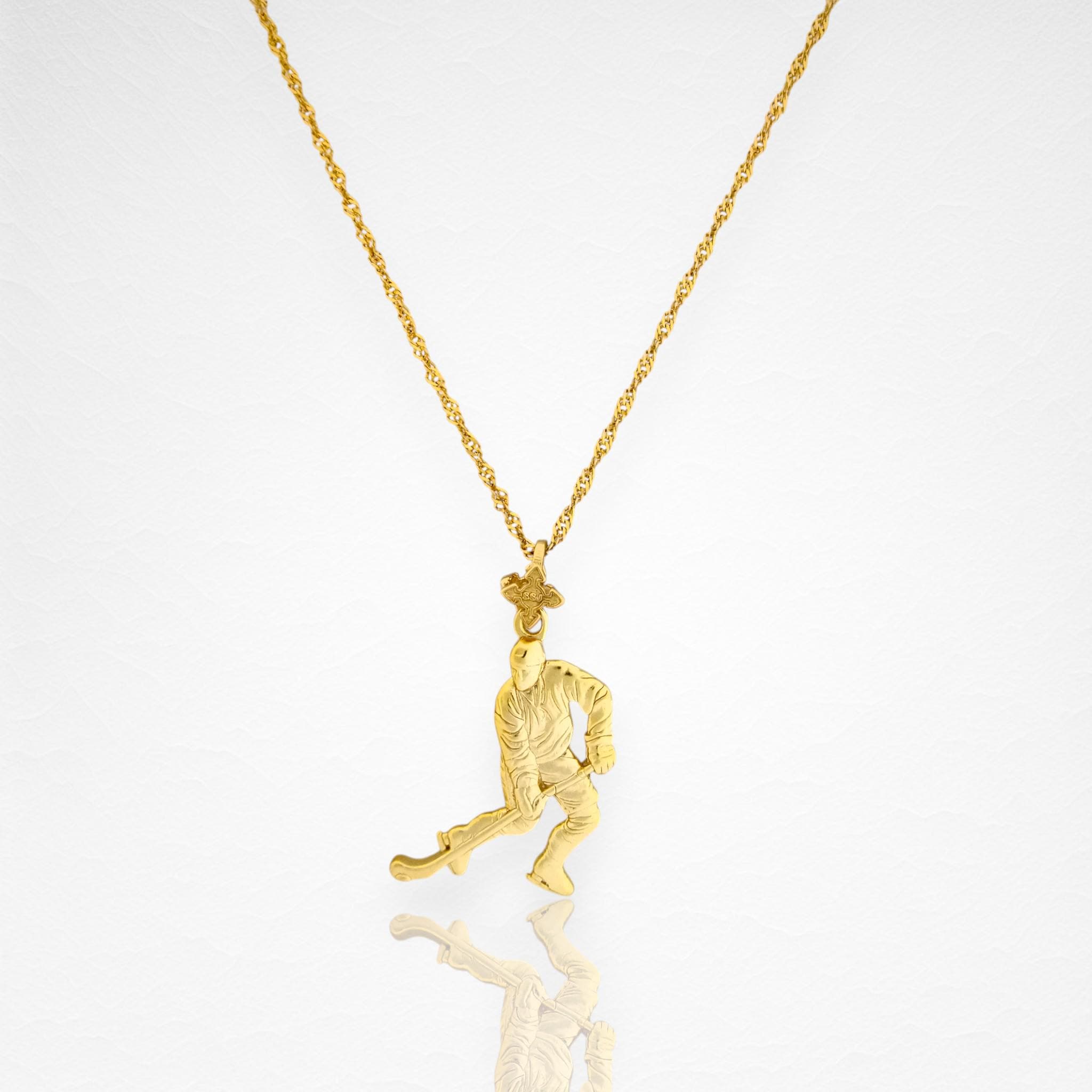 Ice Hockey Jewelry Pendant for Men – Gold-Plated 925 Silver Gift – Handcrafted Sports Accessory for Players and Coaches – Necklace