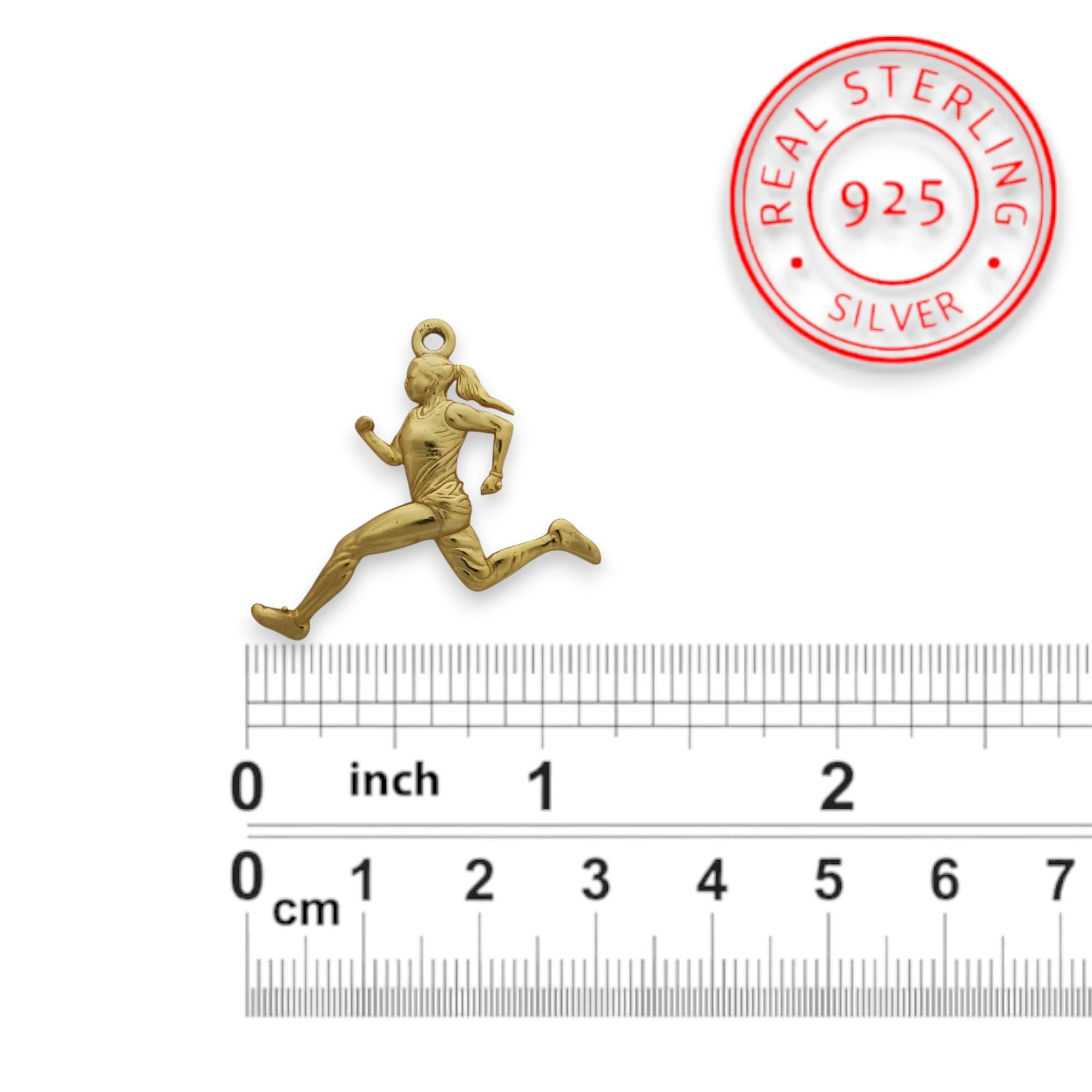 Running Woman Jewelry – Gold-Plated 925 Silver Pendant – Elegant Sports Necklace Gift for Active Women and Runners