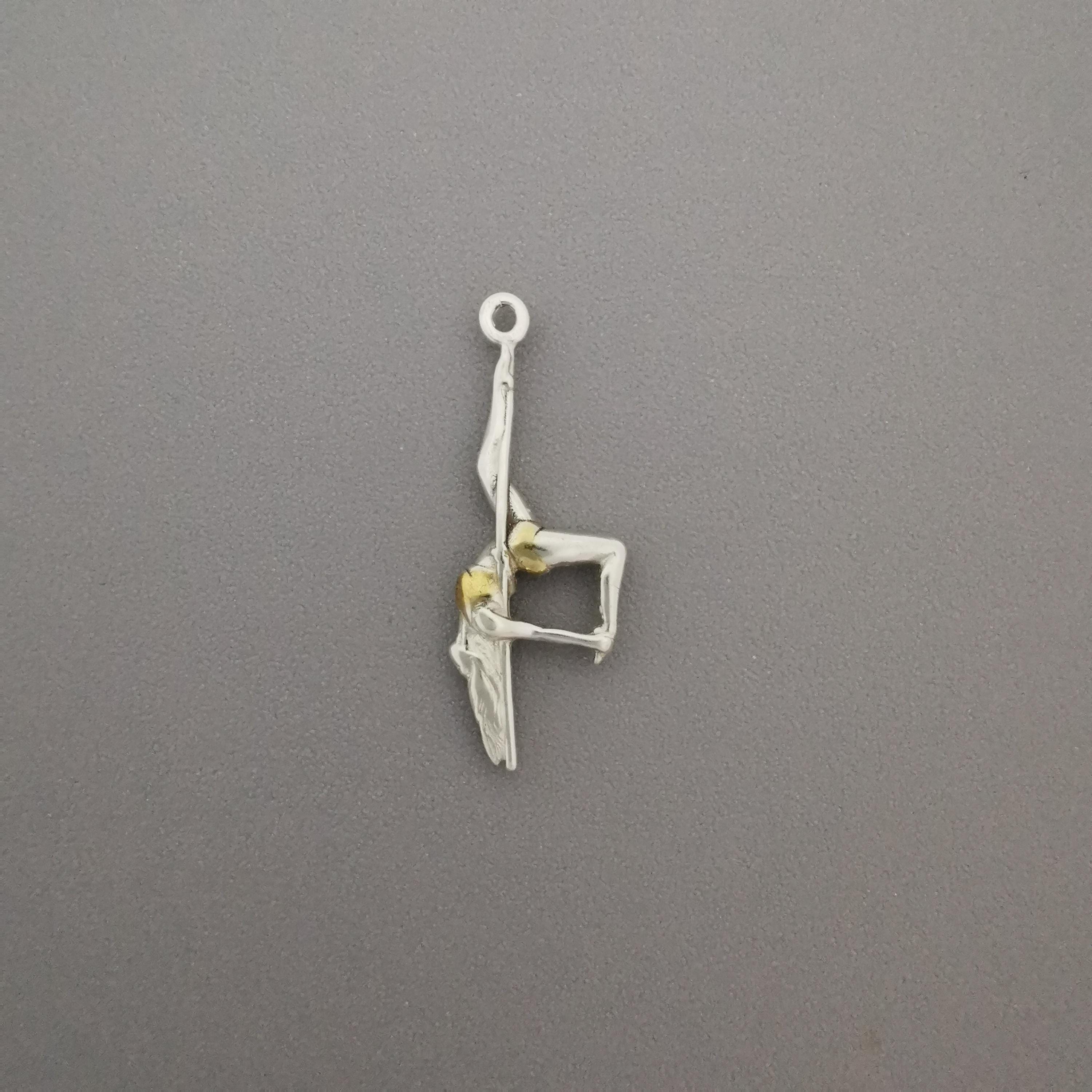 Pole Dance Jewelry – Two-Tone 925 Silver Pendant with Gold Accent – Sensual & Elegant Gift for Women