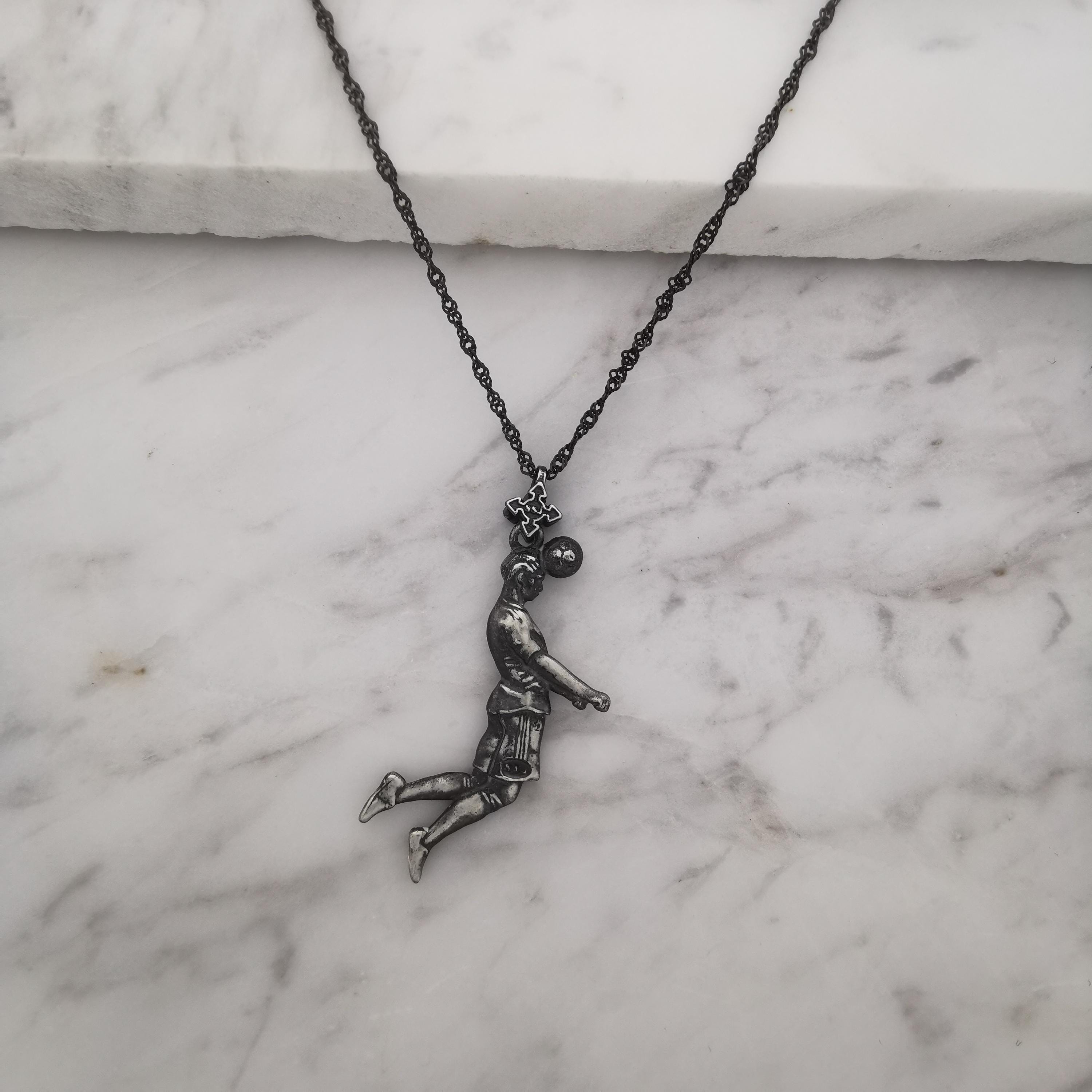 Football (Soccer) Jewelry Pendant for Men – Vintage Style 925 Silver Gift – Header Shot Charm for Players – Necklace