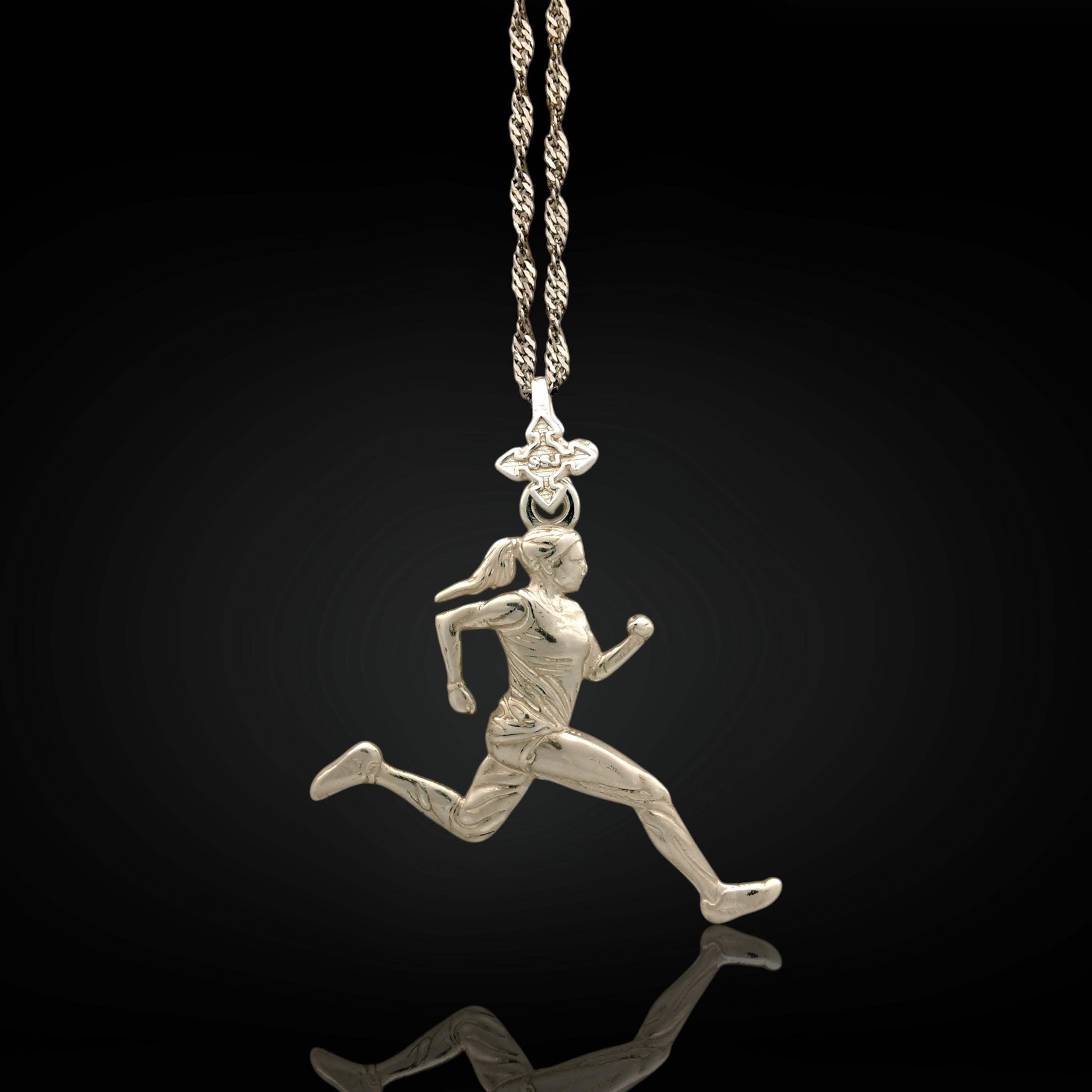 Running Jewelry for Women – Classic Silver 925 Pendant – Sports Necklace Gift for Female Athletes, Runners, or Coaches