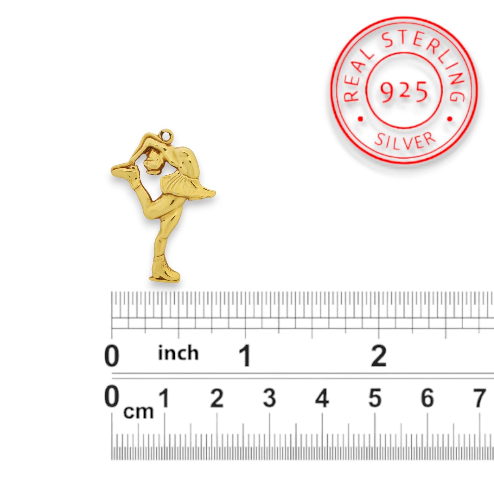 Figure Skating Jewelry Pendant for Women – Gold-Plated 925 Silver Gift – Luxurious Sports Charm for Skaters and Fans – Necklace