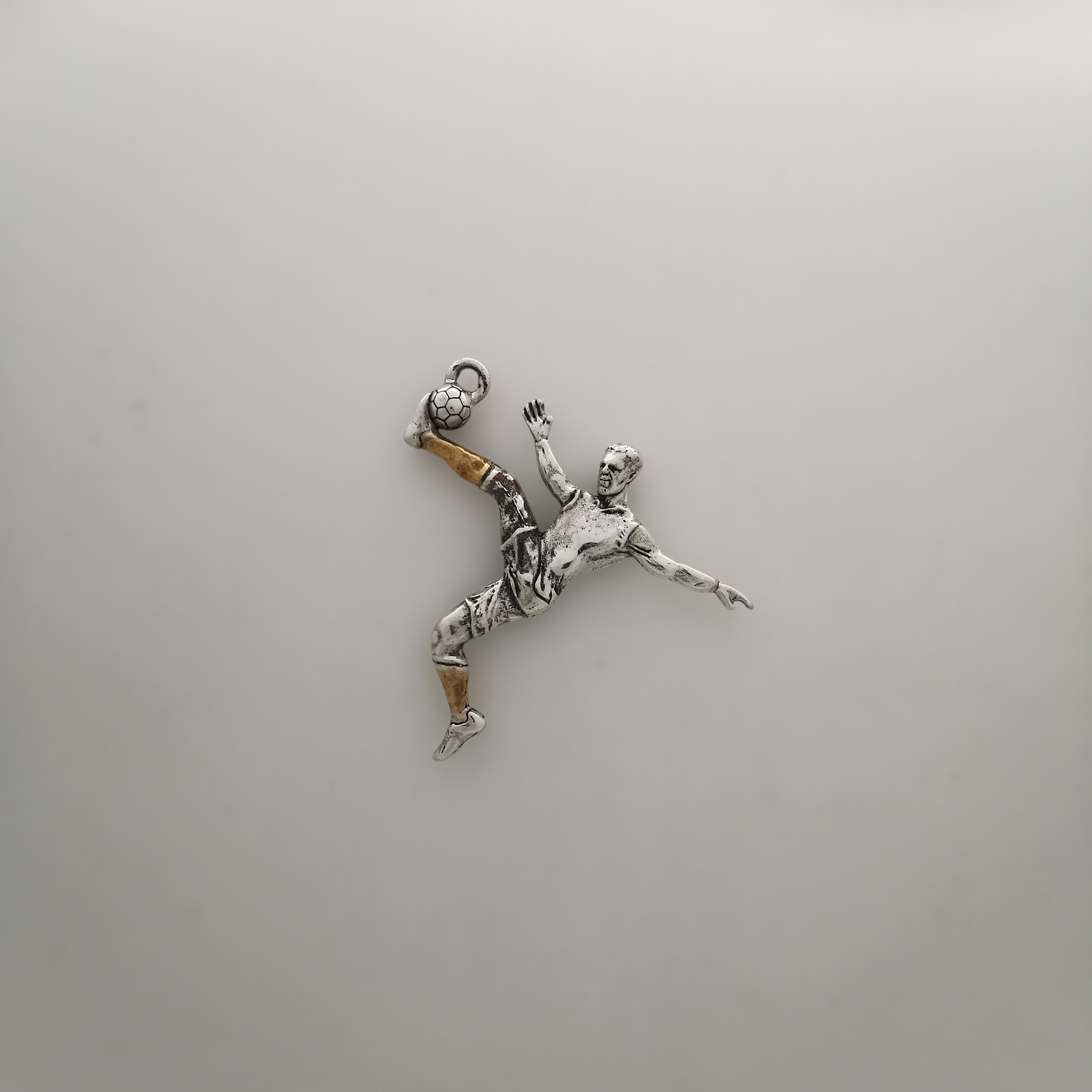 Football (Soccer) Pendant for Men – 925 Silver with Partial Gold Plating Jewelry Gift – Handcrafted Sports Charm for Players, Necklace