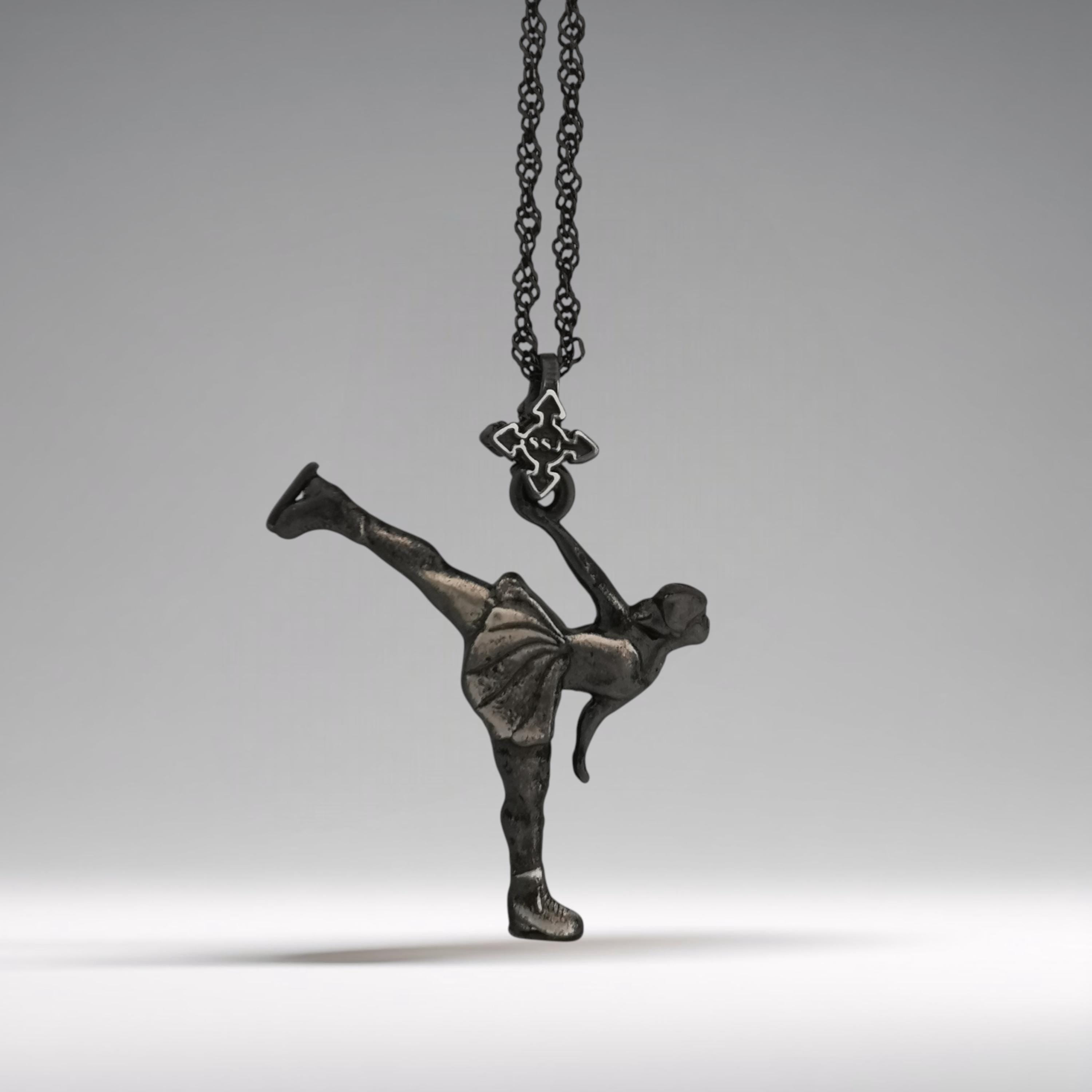 Figure Skating Jewelry Pendant for Women – Vintage Style 925 Silver Gift – Handcrafted Sports Accessory for Teens – Necklace