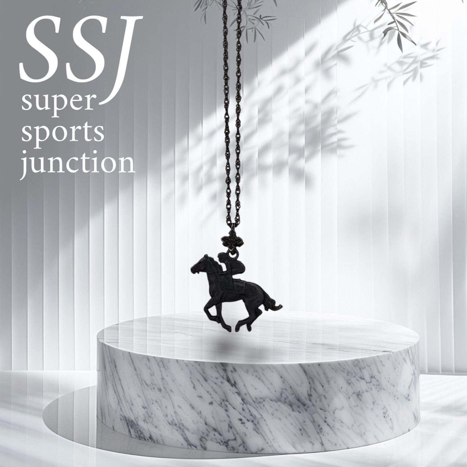 Horse Riding Jewelry Pendant for Men – Oxidized Black 925 Silver Gift – Bold Equestrian Sports Accessory for Riders – Necklace