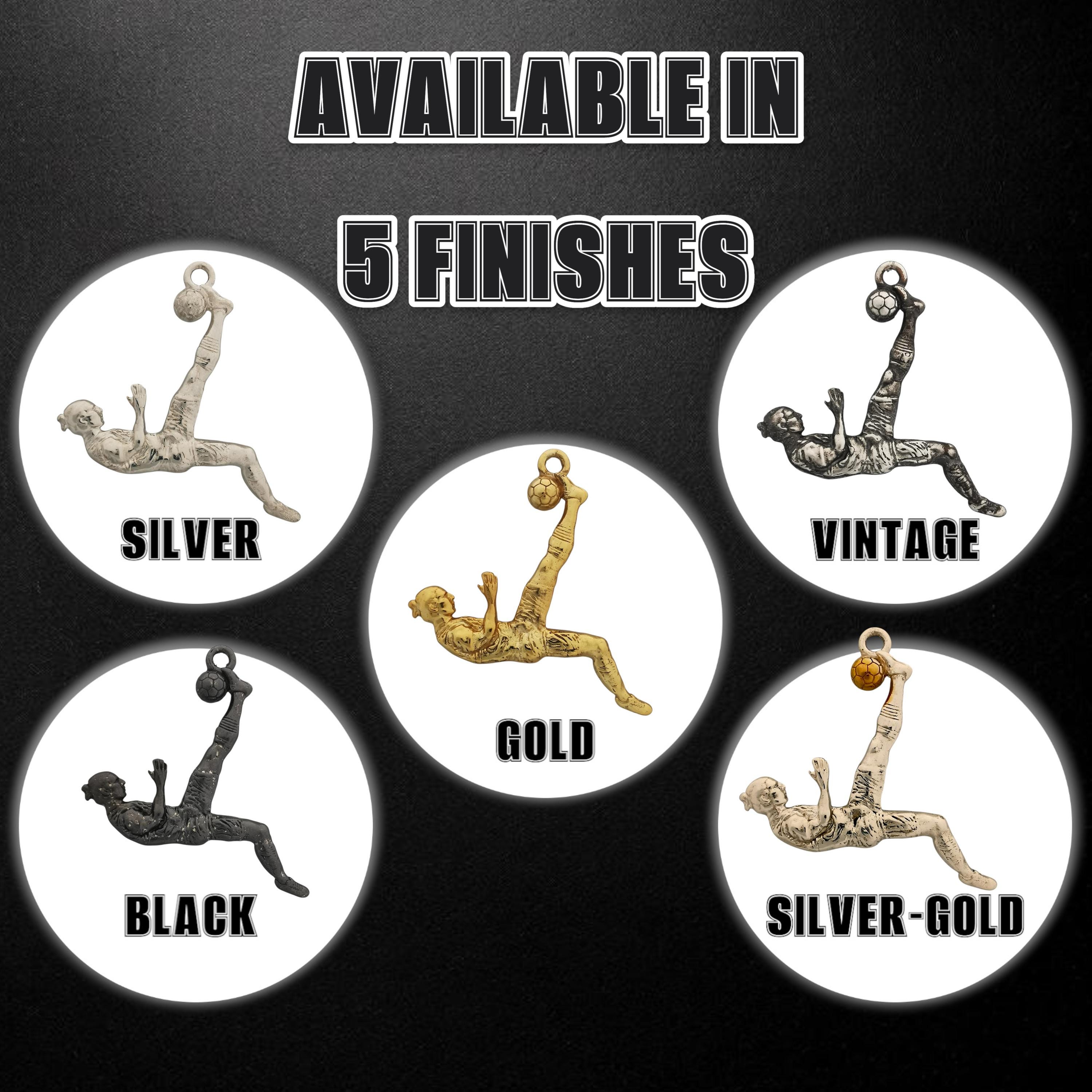 Football (Soccer) Jewelry Pendant for Men – 925 Silver with Partial Gold Plating – Handcrafted Sports Charm for Players – Necklace