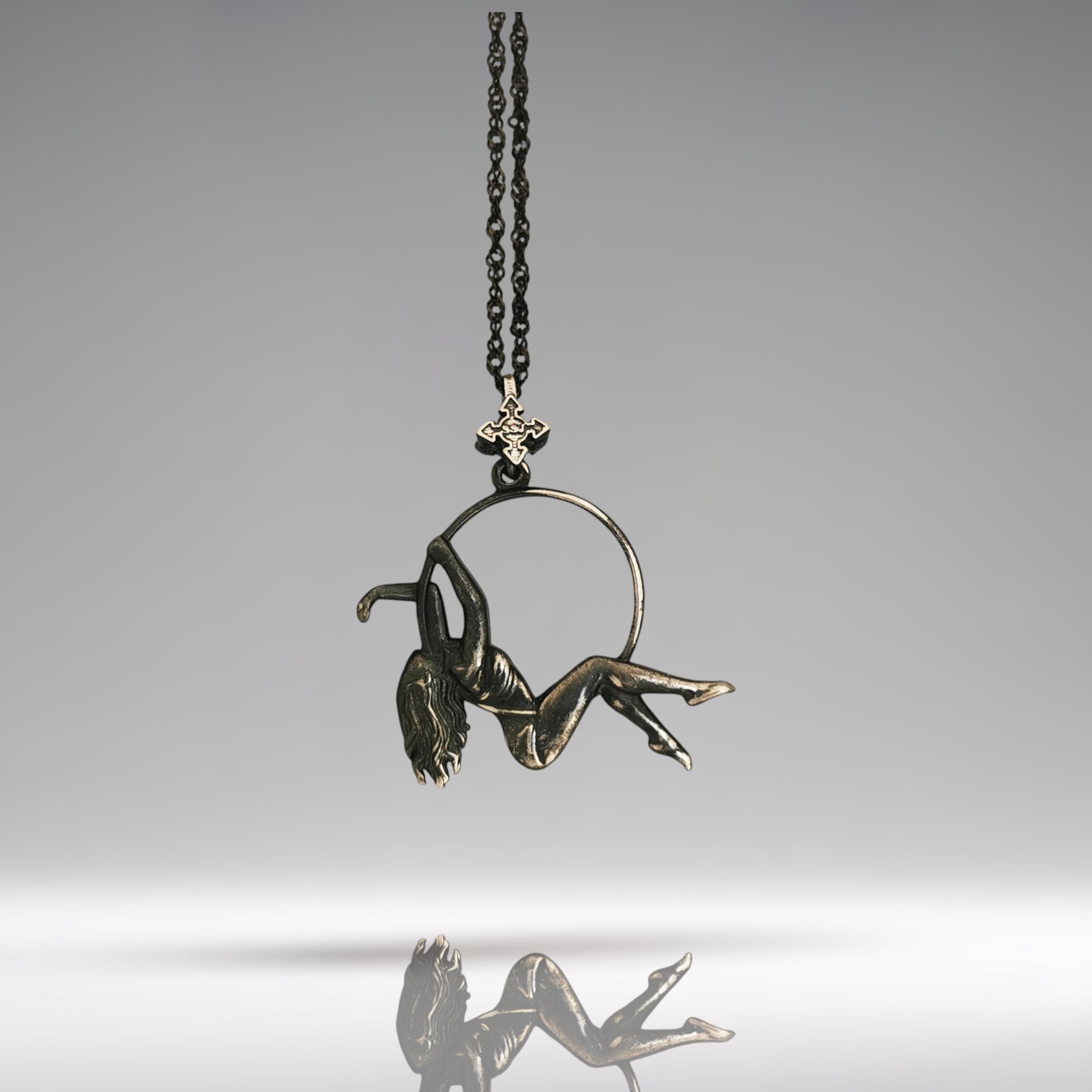 Aerial Hoop Jewelry Pendant for Women – Vintage Style 925 Silver Gift – Artistic Sports Accessory - Necklace for Dancers and Aerial Artists