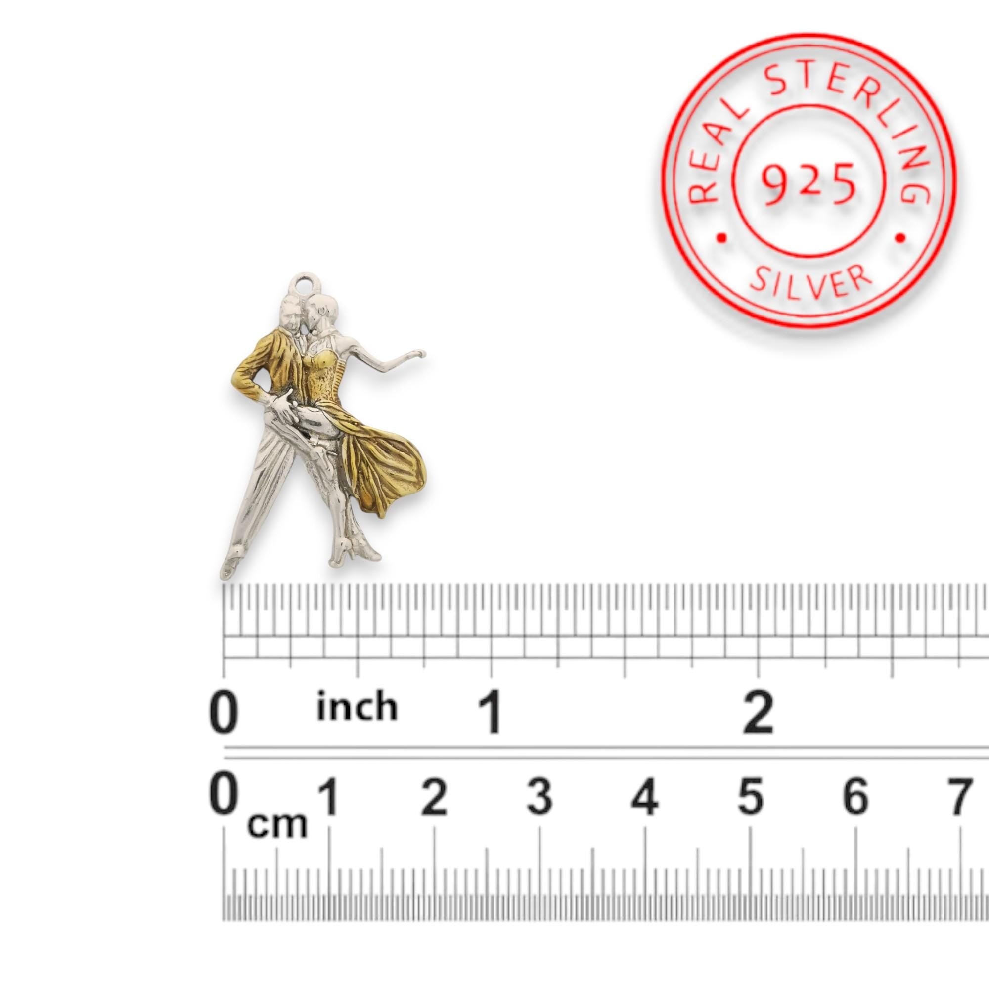 Tango Jewelry Pendant for Women – Silver with Partial Gold Plating 925 Gift – Elegant Latin Dance Accessory for Ballroom Lovers Necklace