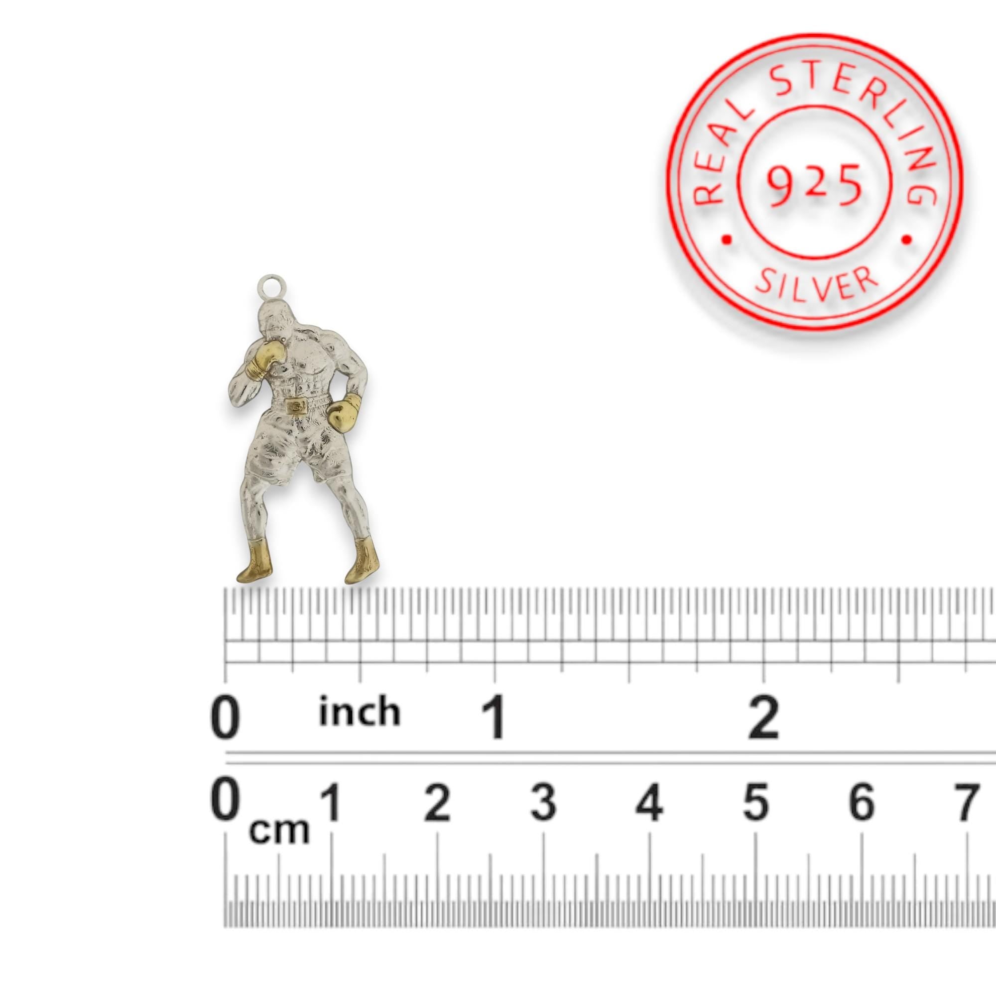 Boxing Jewelry Pendant for Men, 925 Silver with Partial Gold Plating Gift Handcrafted Sports Accessory for Fighters, Coaches & Fans Necklace