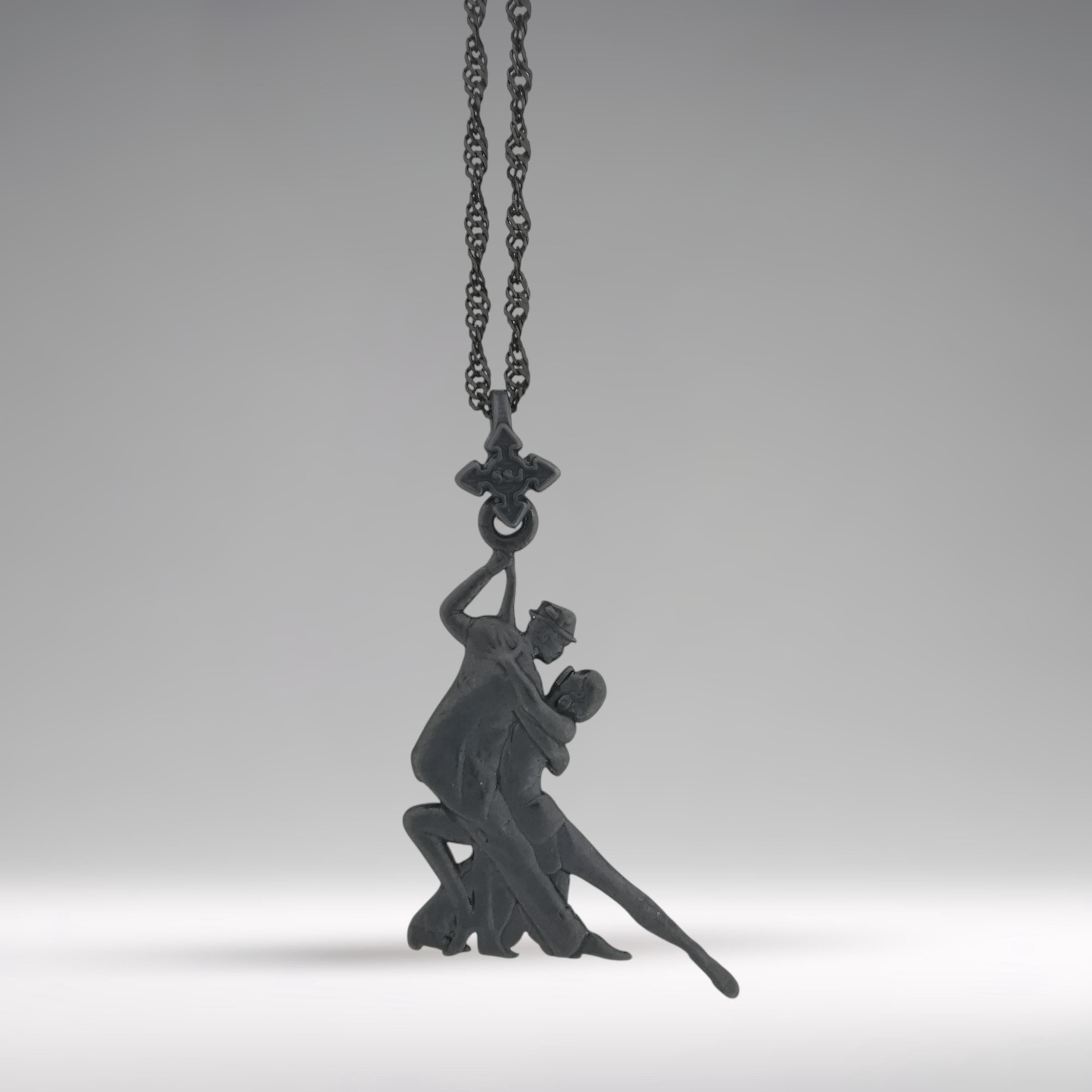 Dance Jewelry Pendant for Women – Oxidized Black 925 Silver Gift – Tango Salsa Sports Charm for Couples, Dancers & Artists – Necklace