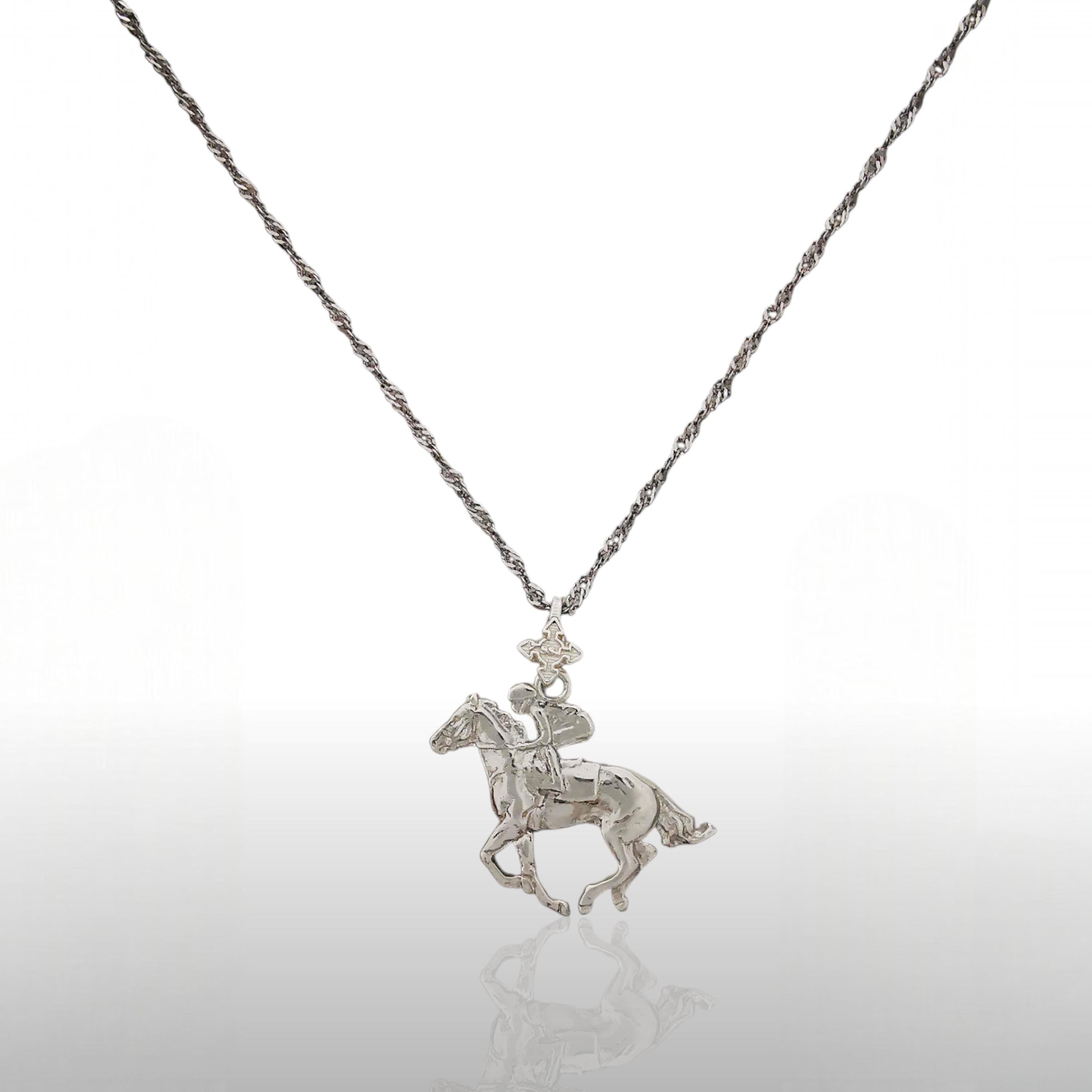 Horse Riding Jewelry Pendant for Men – Classic 925 Silver Gift – Sports Accessory for Riders and Active Spirits – Necklace