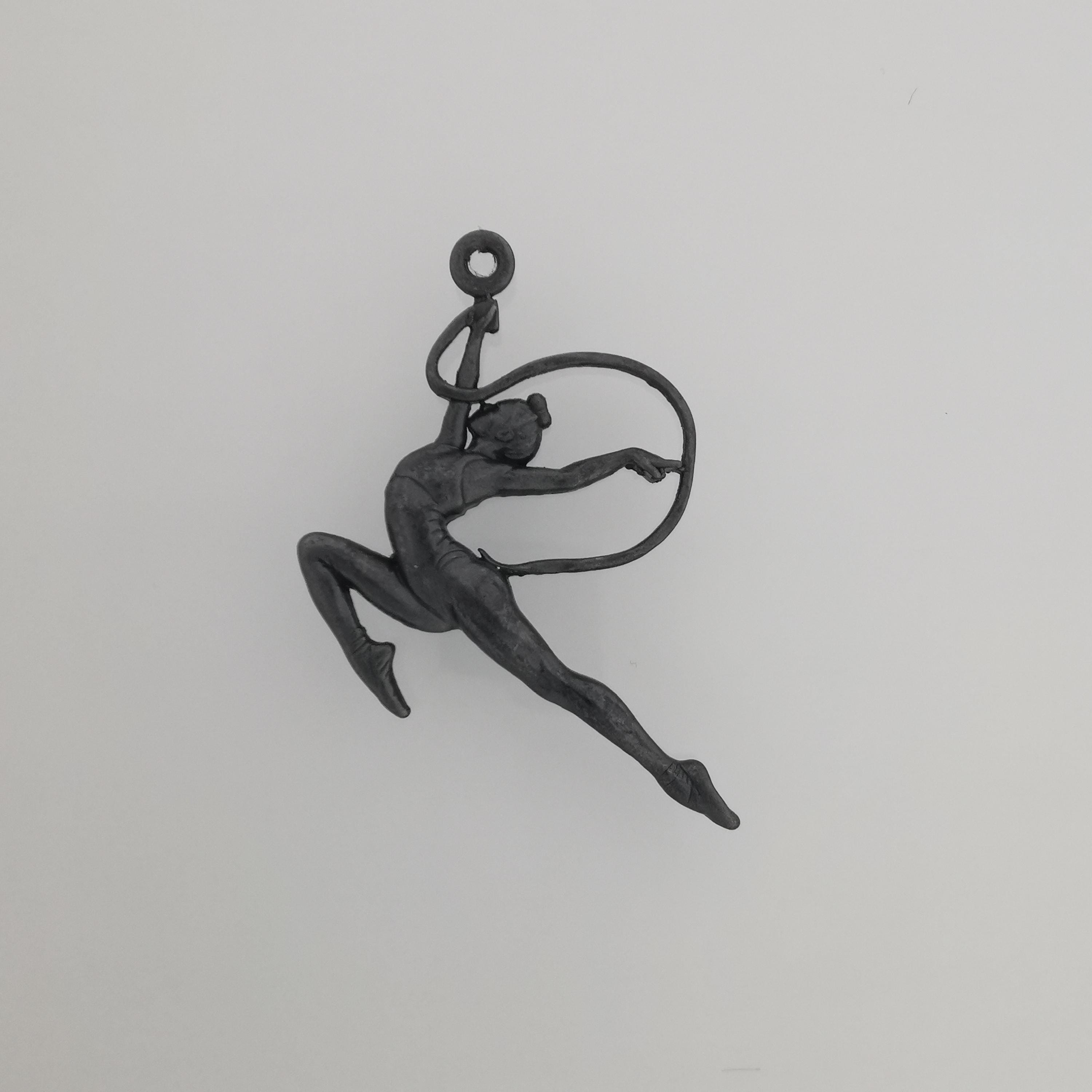 Rhythmic Gymnastics Jewelry Pendant for Girls, Oxidized Black 925 Silver Gift – Artistic Sports Charm for Dancers & Teen Athletes – Necklace