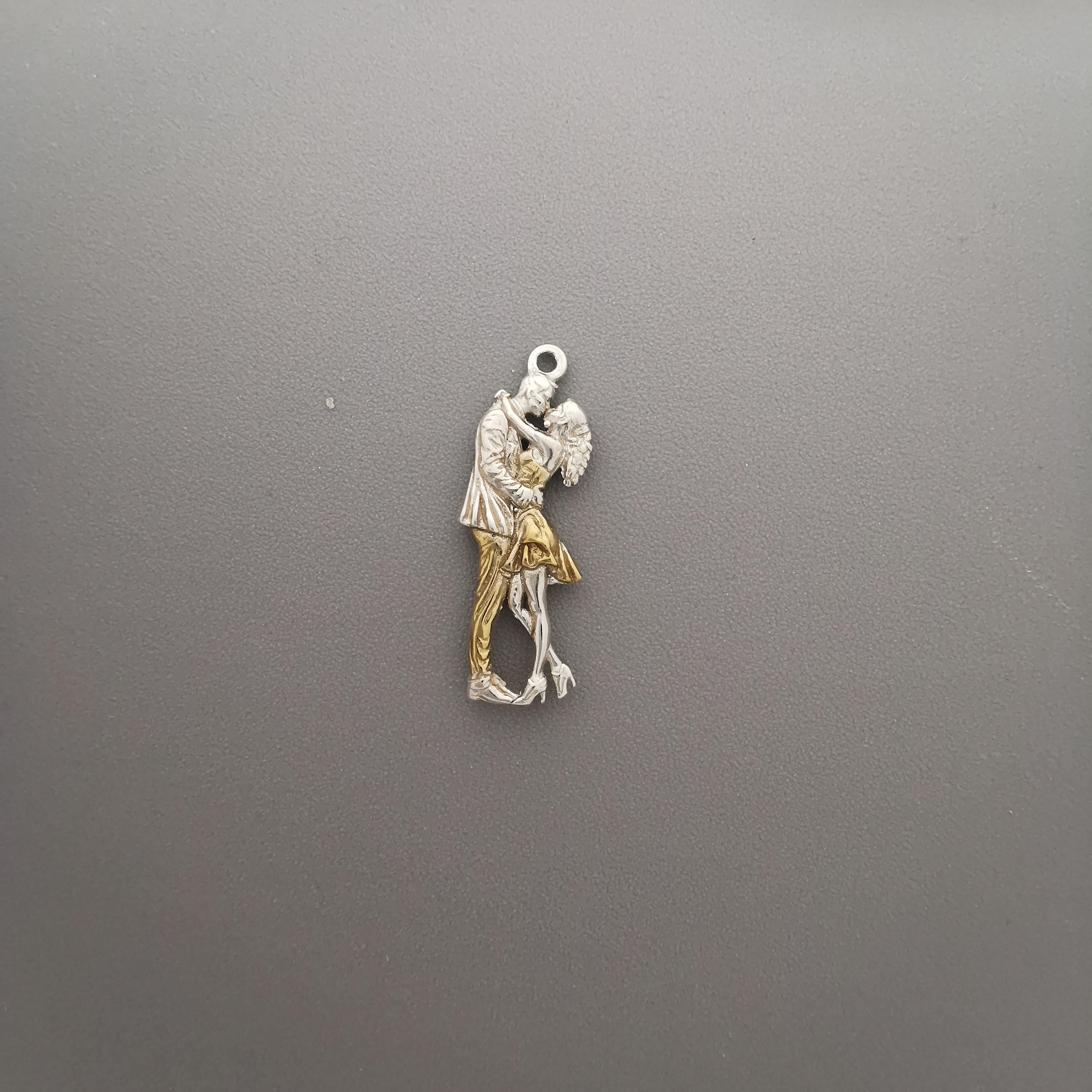 Tango Necklace – Two-Tone Silver and Gold Pendant, Romantic Gift for Her, Dance Jewelry, Elegant Latin Couple Jewelry